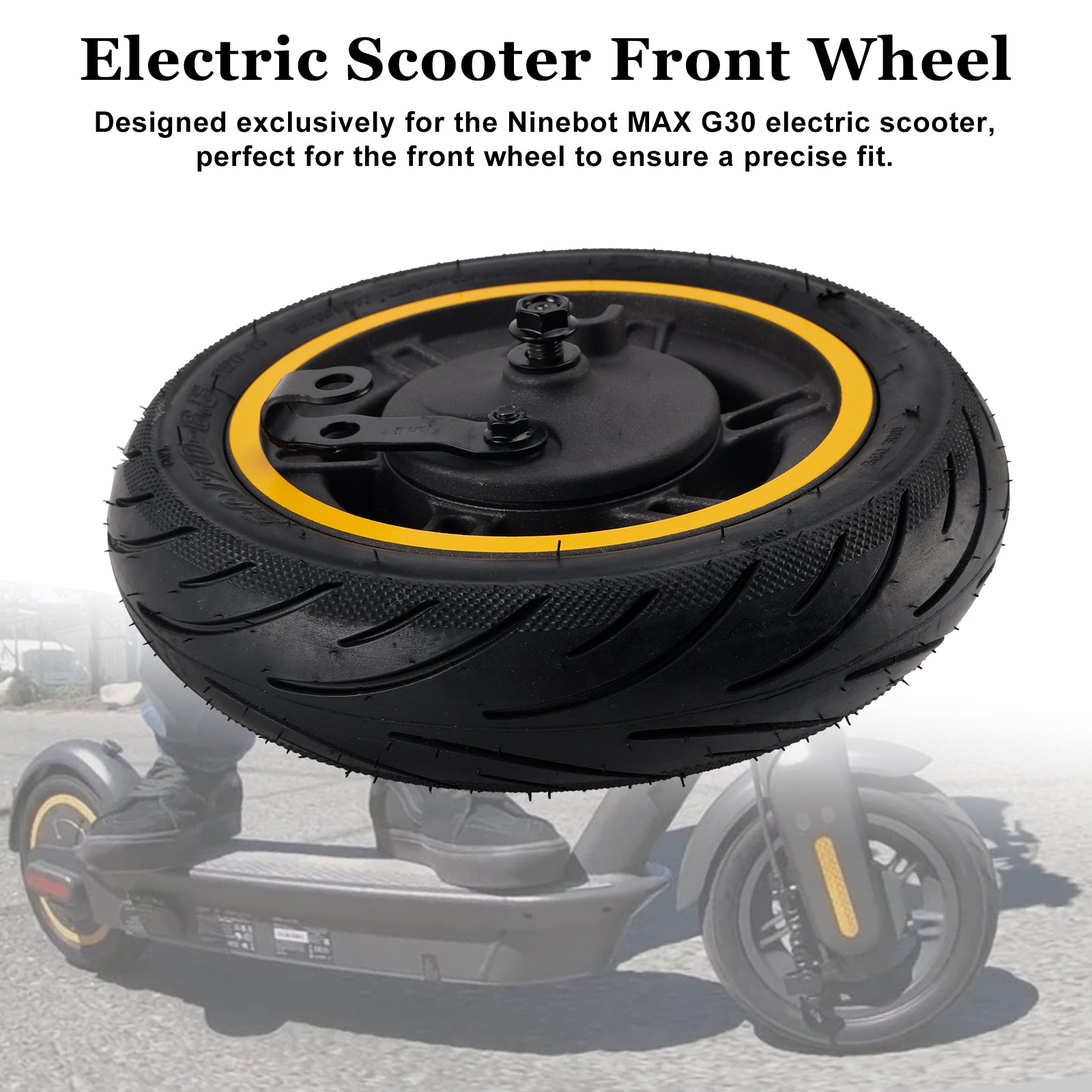 10" Roda dianteira de pneu sólido 60/70-6.5 para scooter Ninebot Max G30