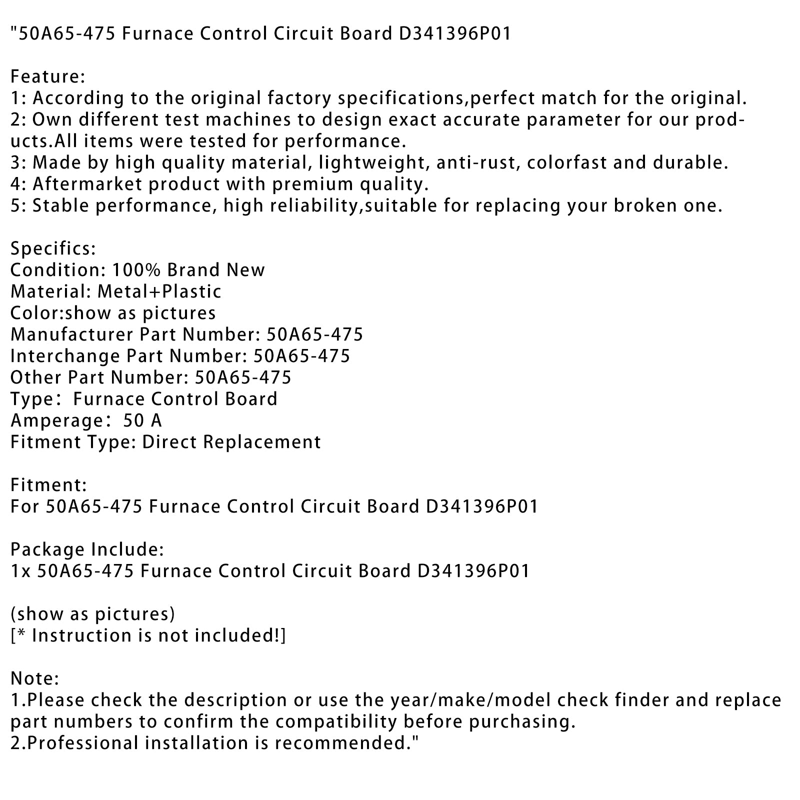50A65-475 Placa de circuito de controle do forno D341396P01