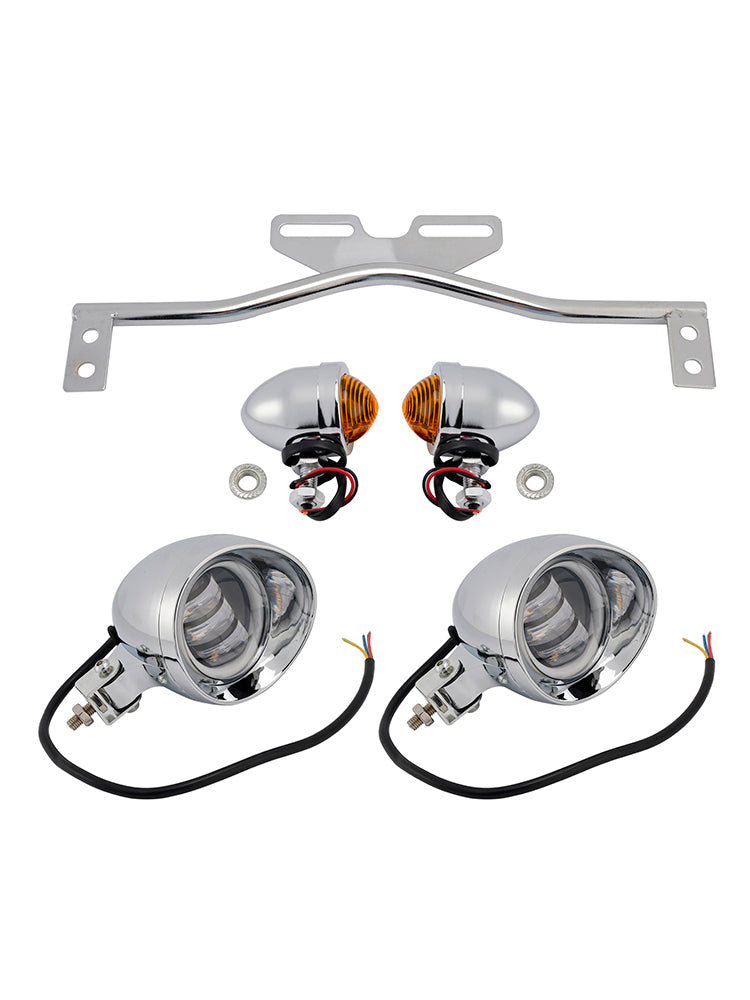 Motorcycle Beam Headlight Fog lampe personnalisée Chrome # D21 pour Racer Bobber Chopper