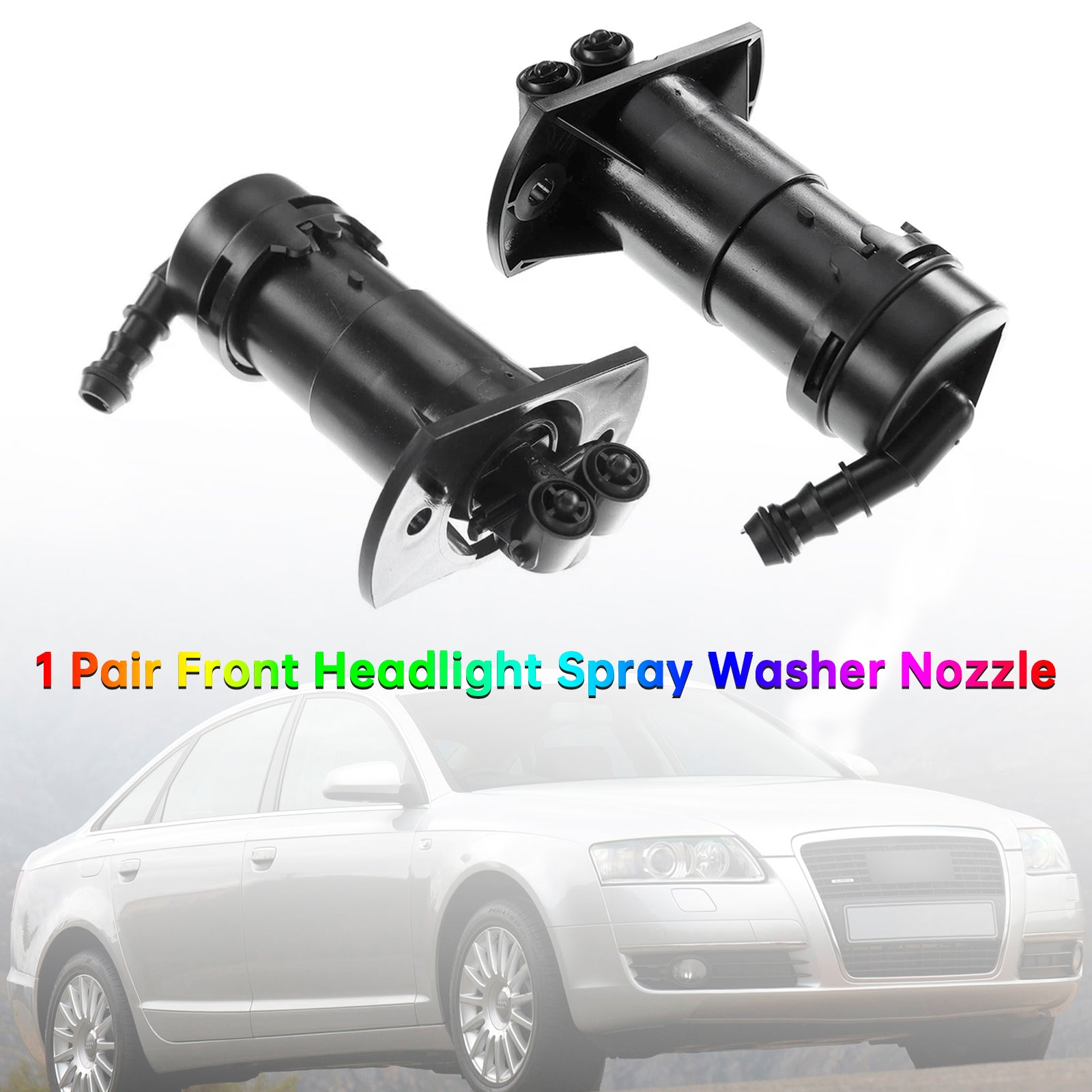 1 Pair Front Headlight Spray Washer Nozzle For Audi A6 C6 2004-2008