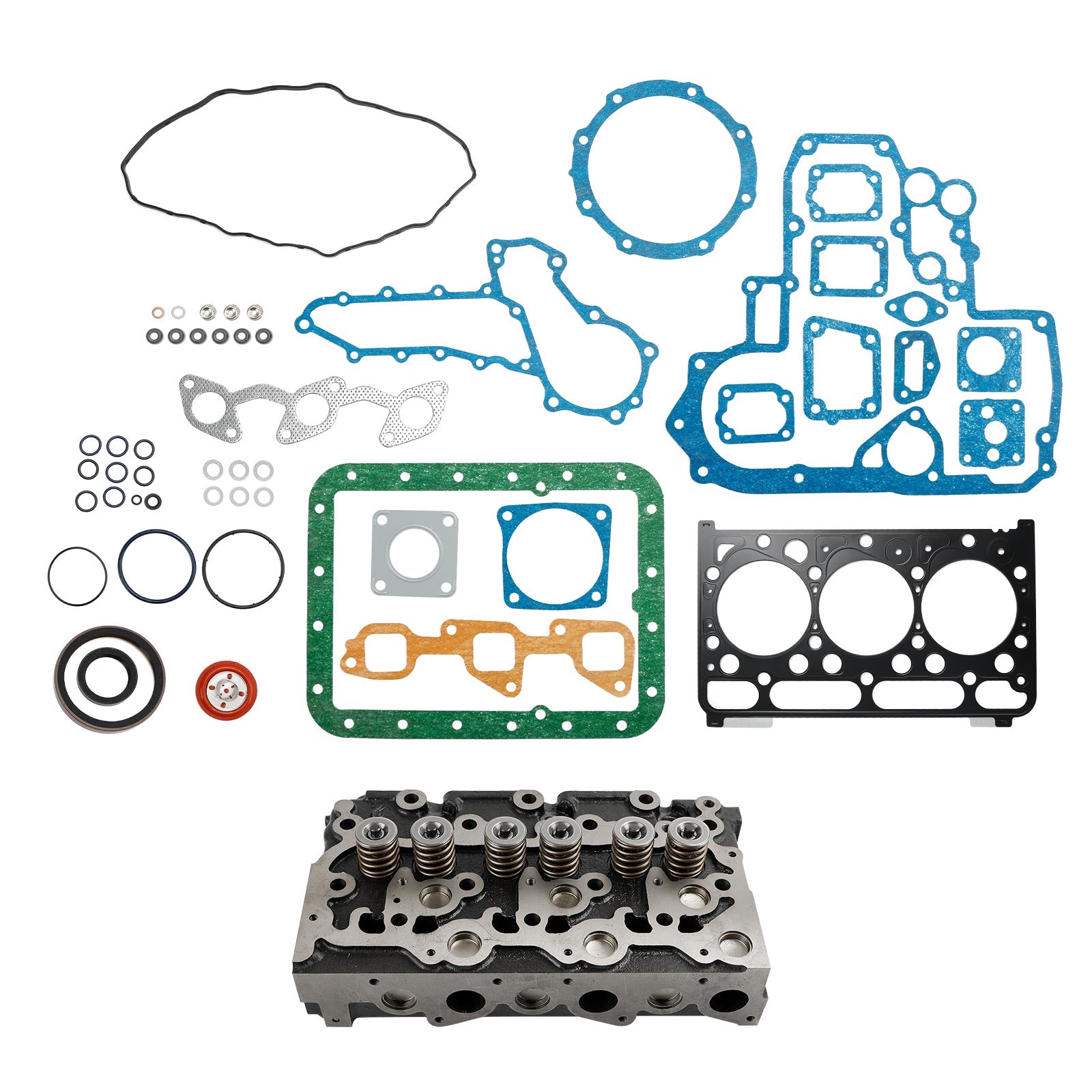 Complete Cylinder Head & Full Gasket Kit Compatible With Kubota D1703 Engine