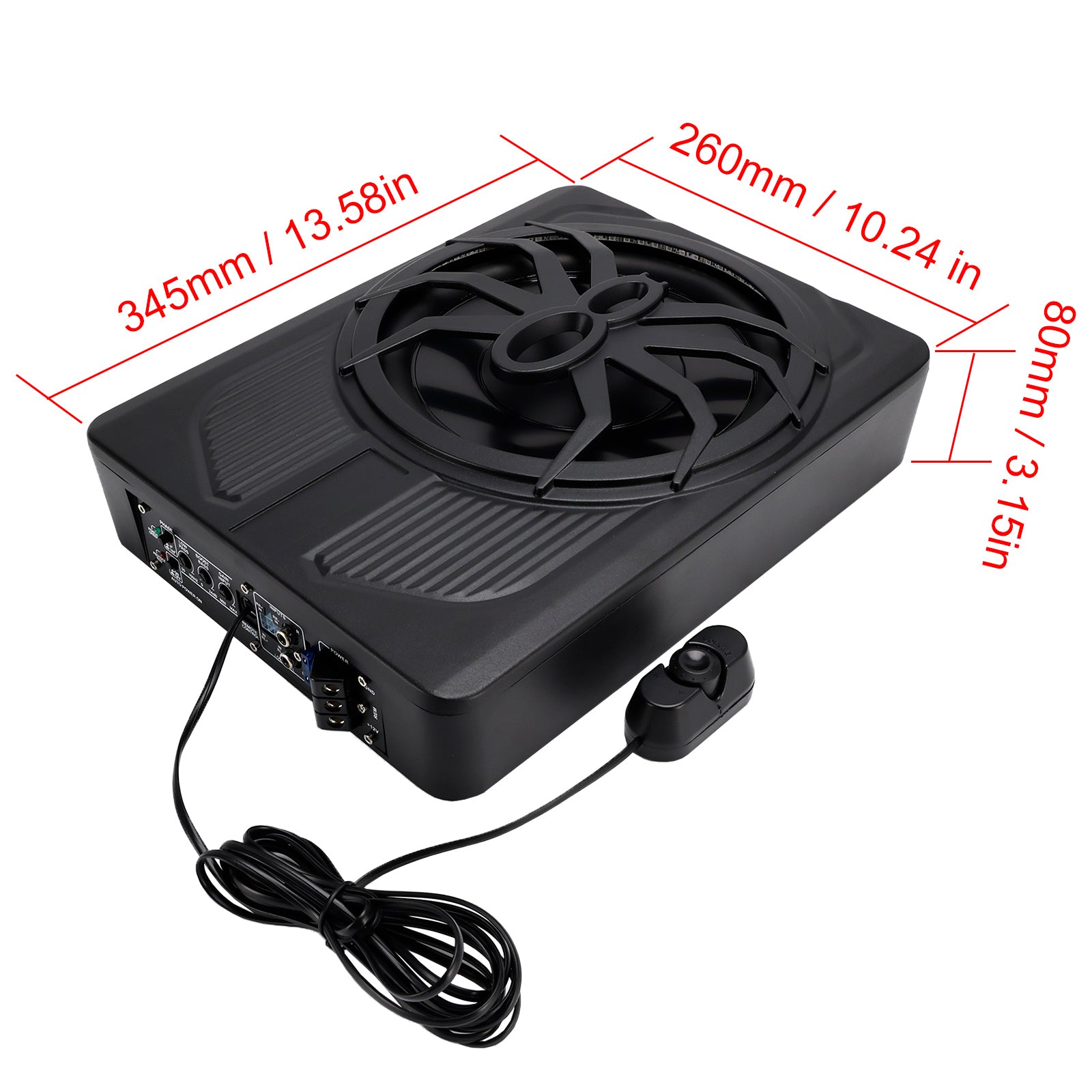 1200W Car Subwoofer 10" 12V Slim Under Seat Powered Car Subwoofer for Car Truck