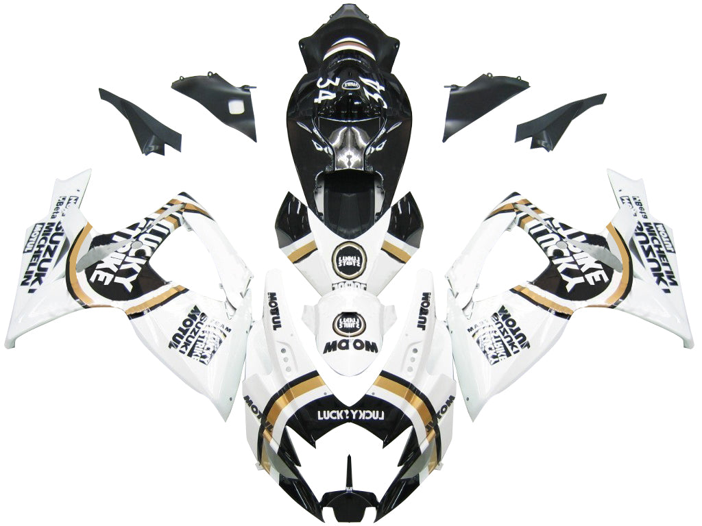 2006-2007 Suzuki GSXR 600 750 Blanc Black Lucky Strike Racing Fairings générique