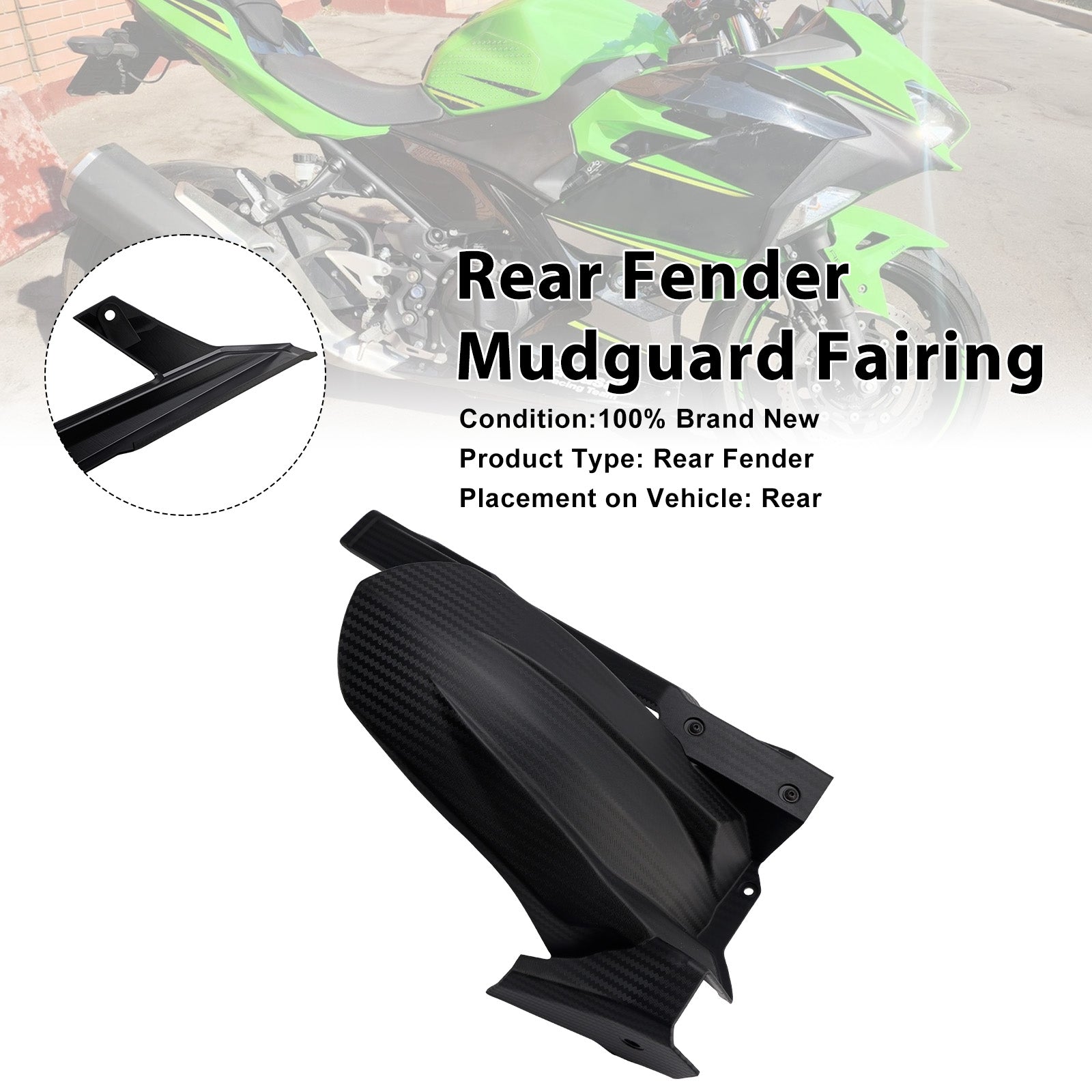 2018-2024 For Kawasaki Ninja 400 / Z400 Rear Fender Fairing