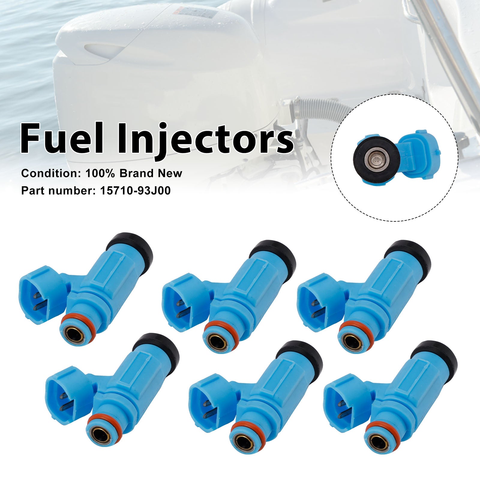 6PC Fuel Injectors 15710-93J00 For Suzuki Outboard 200HP 225HP 250HP