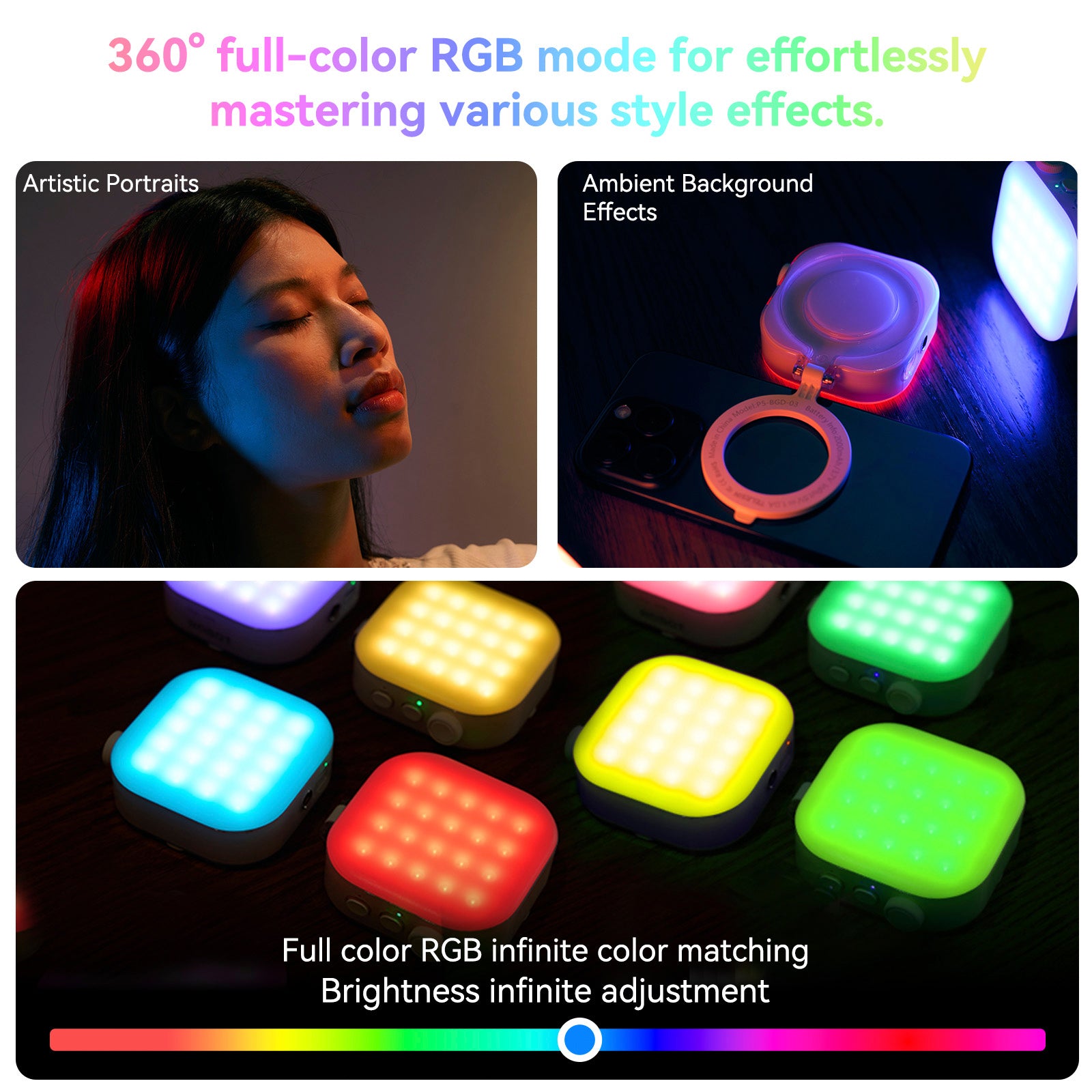 Full Color Mobile Phone Magnetic ICE Cube Light Mini Desktop Portable Fill Light