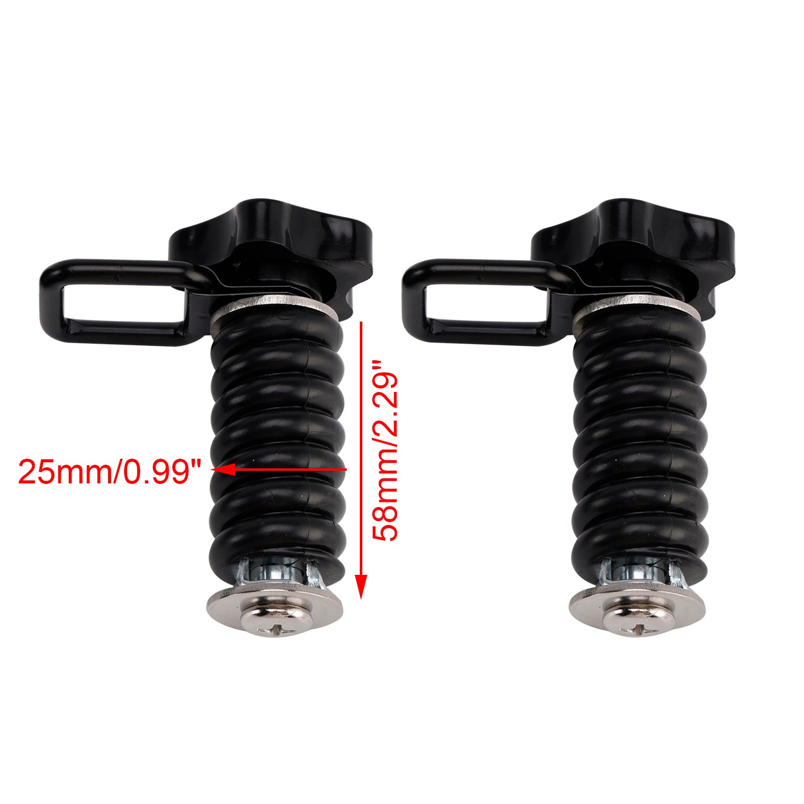 Pair Tie Down Anchor With D-Ring 1" Black Black For Polaris Rzr 570 800 900 1000