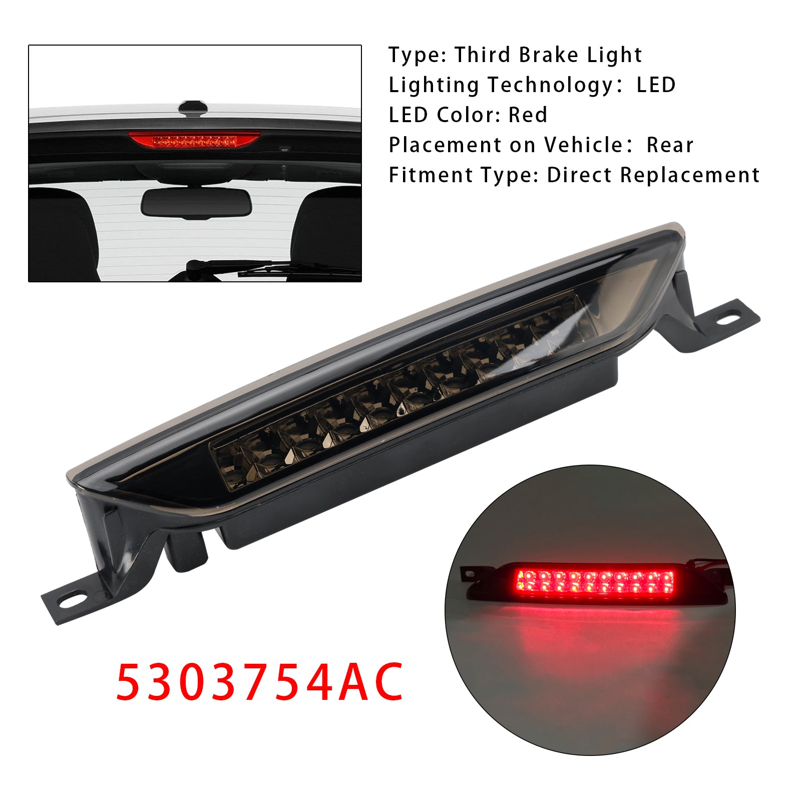 Rear High Mount Third Brake Light Lamp For Dodge Caliber 2007-2012