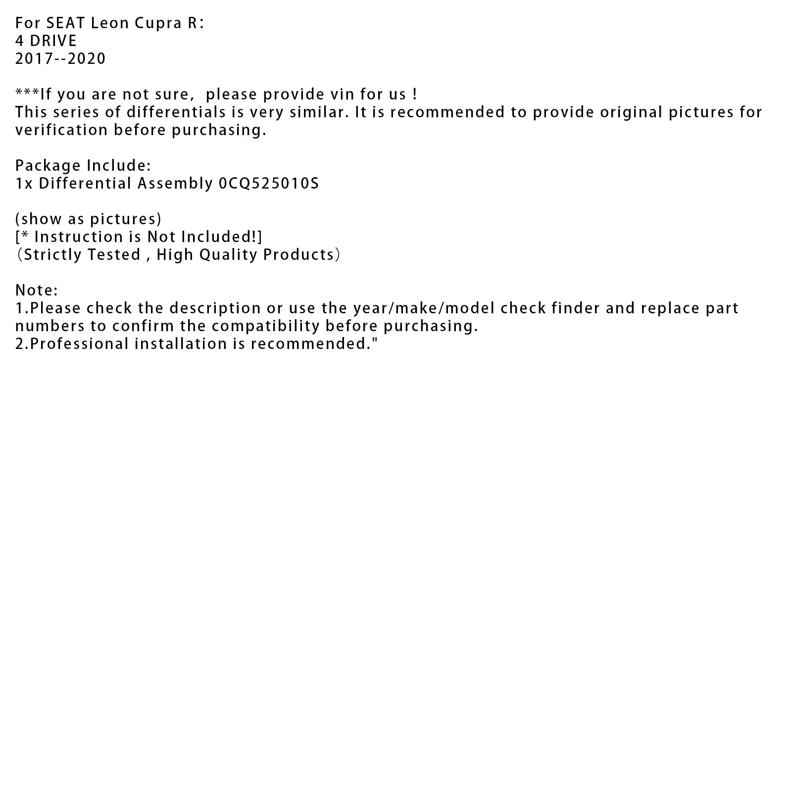 4 Motion Bakre differentialenhet 0CQ525010S För VW Golf R Audi A3 Q2 Quattro