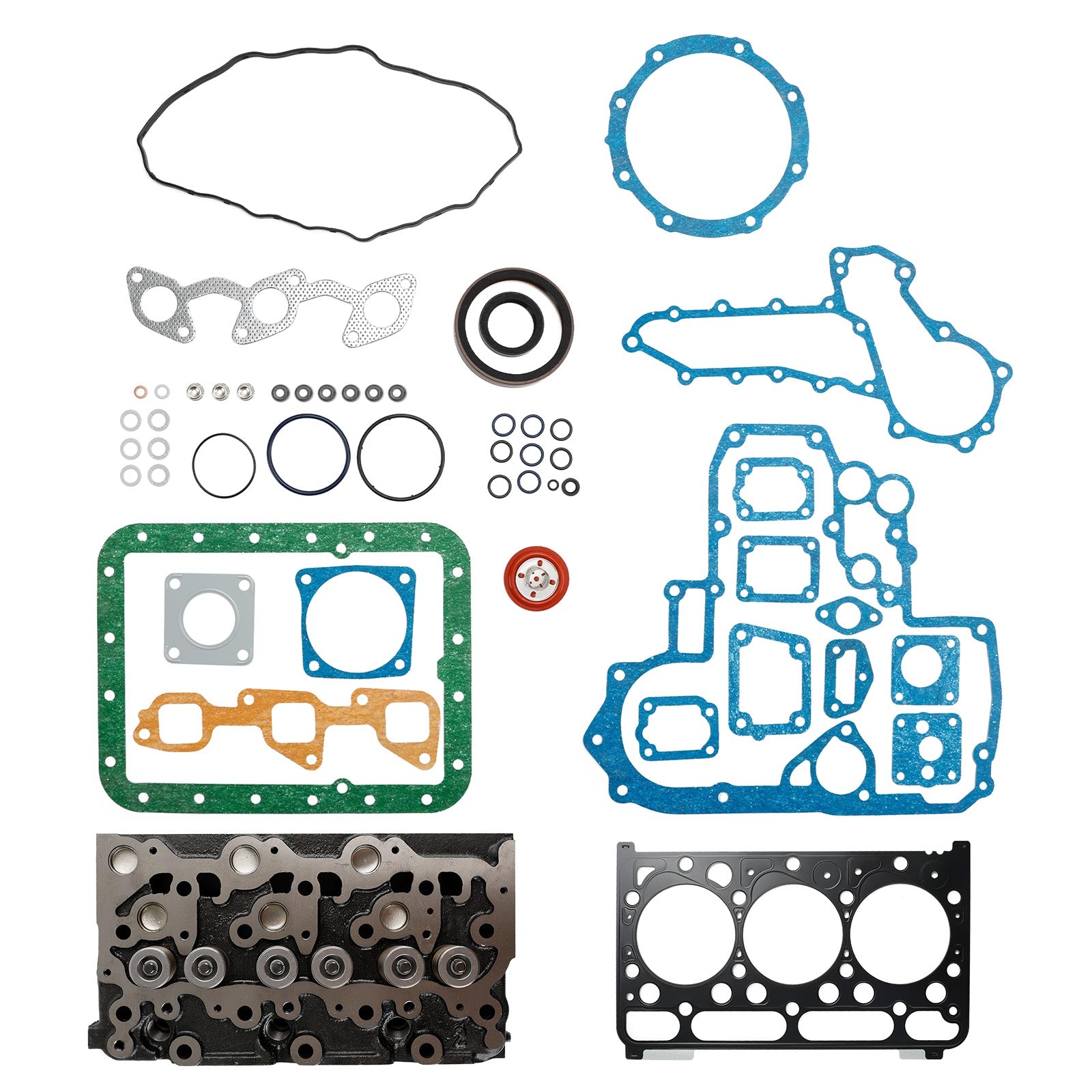 Complete Cylinder Head & Full Gasket Kit Compatible With Kubota D1703 Engine