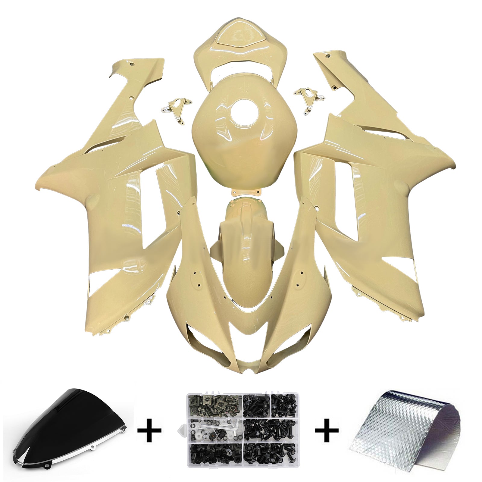 Injeksjon Fairing Kit Bodywork Plast Abs Fit for Kawasaki ZX6R 636 2007-2008