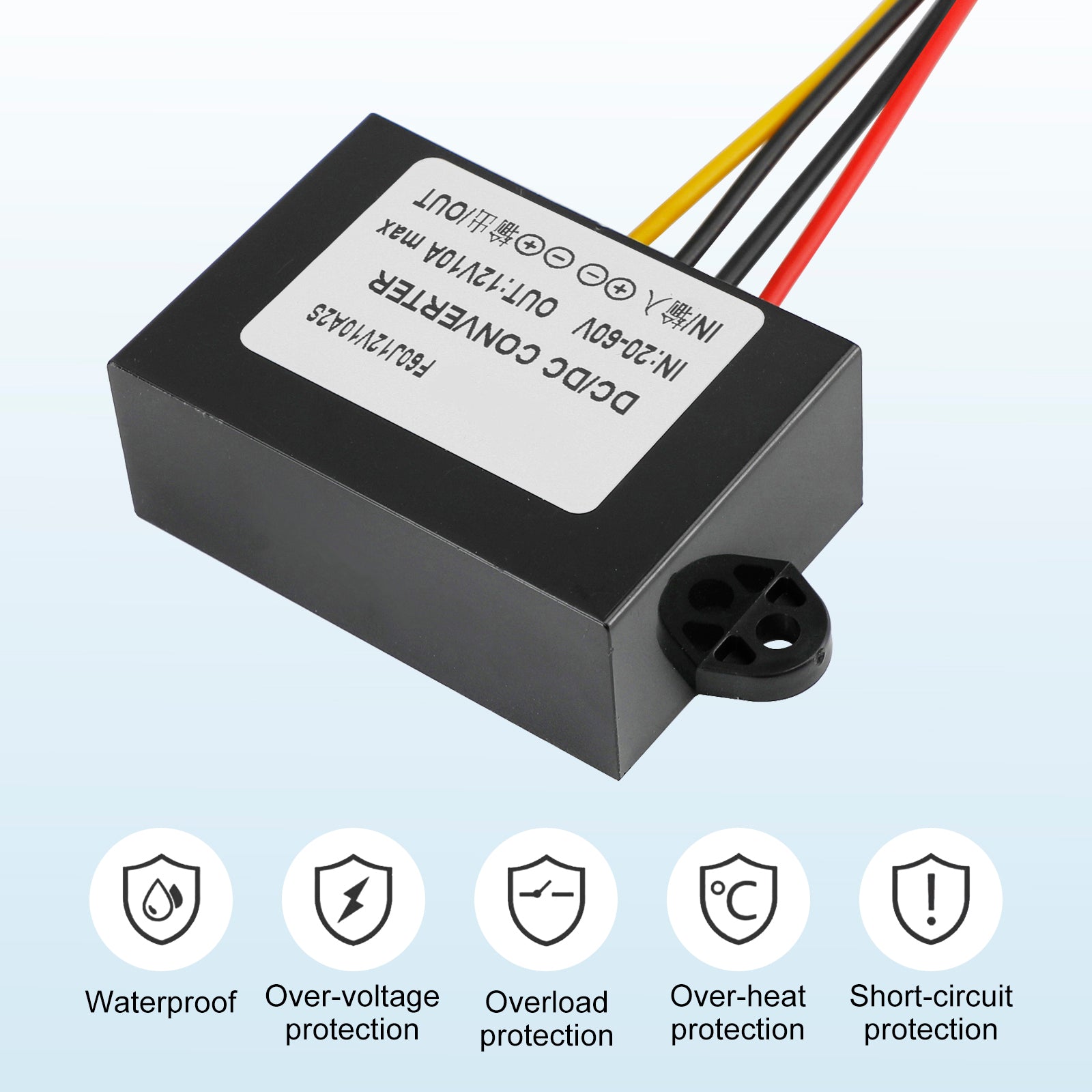 Waterproof DC-DC Converter 20-60V Step Down to 12V Power Supply Module 10A