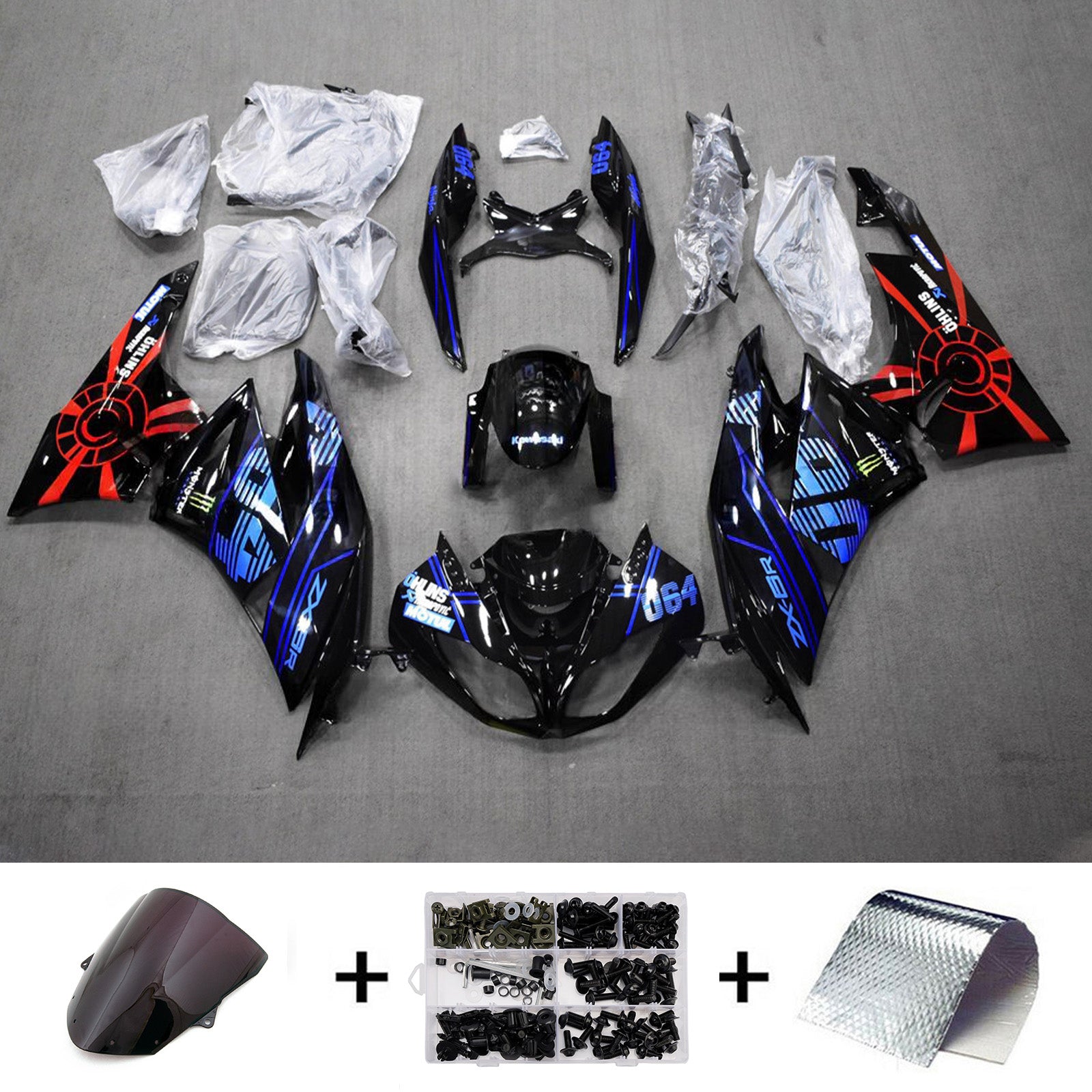 Kit carena iniezione carrozzeria in plastica ABS adatta per Kawasaki ZX6R 636 2009-2012
