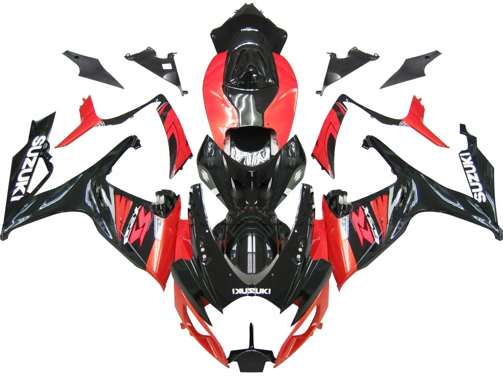 Suzuki GSXR 600 750 Noir 2006-2007 & Carénages de course GSXR rouges génériques
