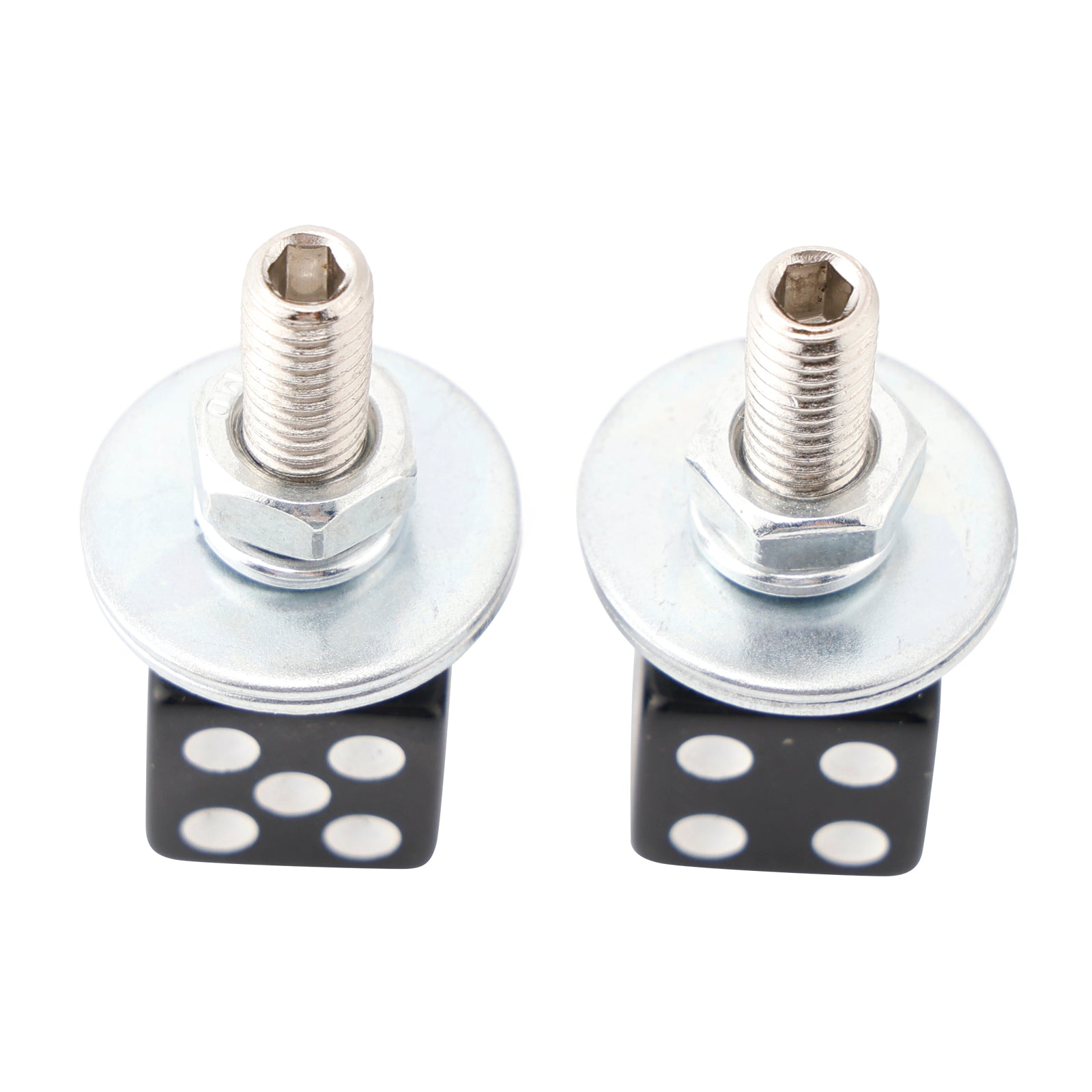 2x Custom DICE License Plate Bolt Screw Black Plastic Motorcycle Chopper Bobber