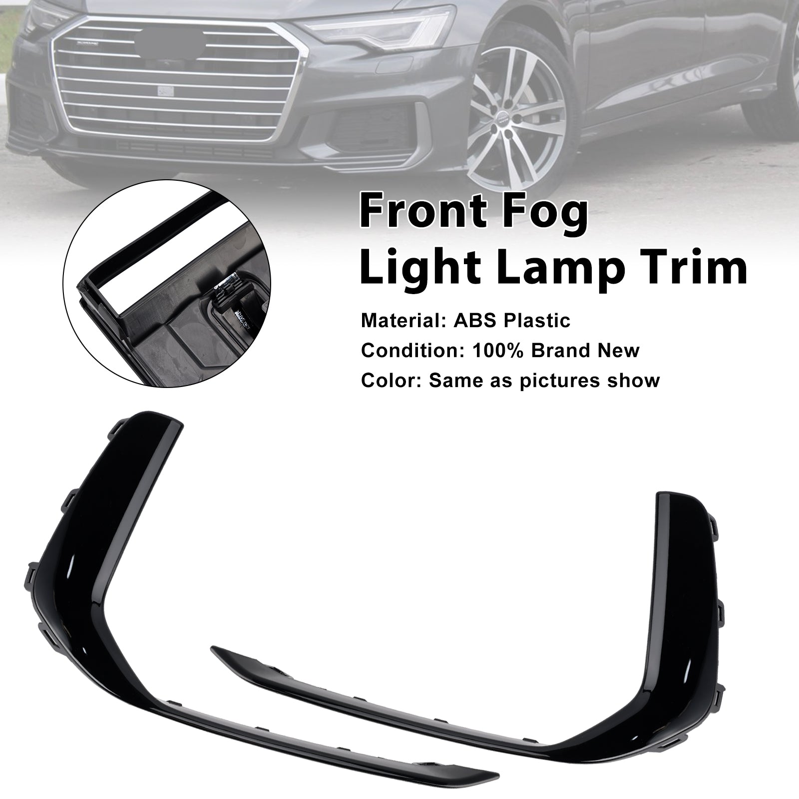 2019-2023 Audi A6 C8 S-Lijn S6 2PCS Mistlamp Lampbekleding Zwart