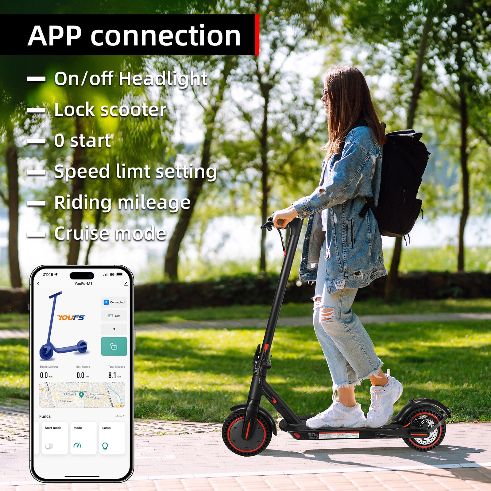 8.5" Opvouwbare elektrische scooter met app 350W, bereik van 35 km, 25 km/u voor woon-werkverkeer in de stad