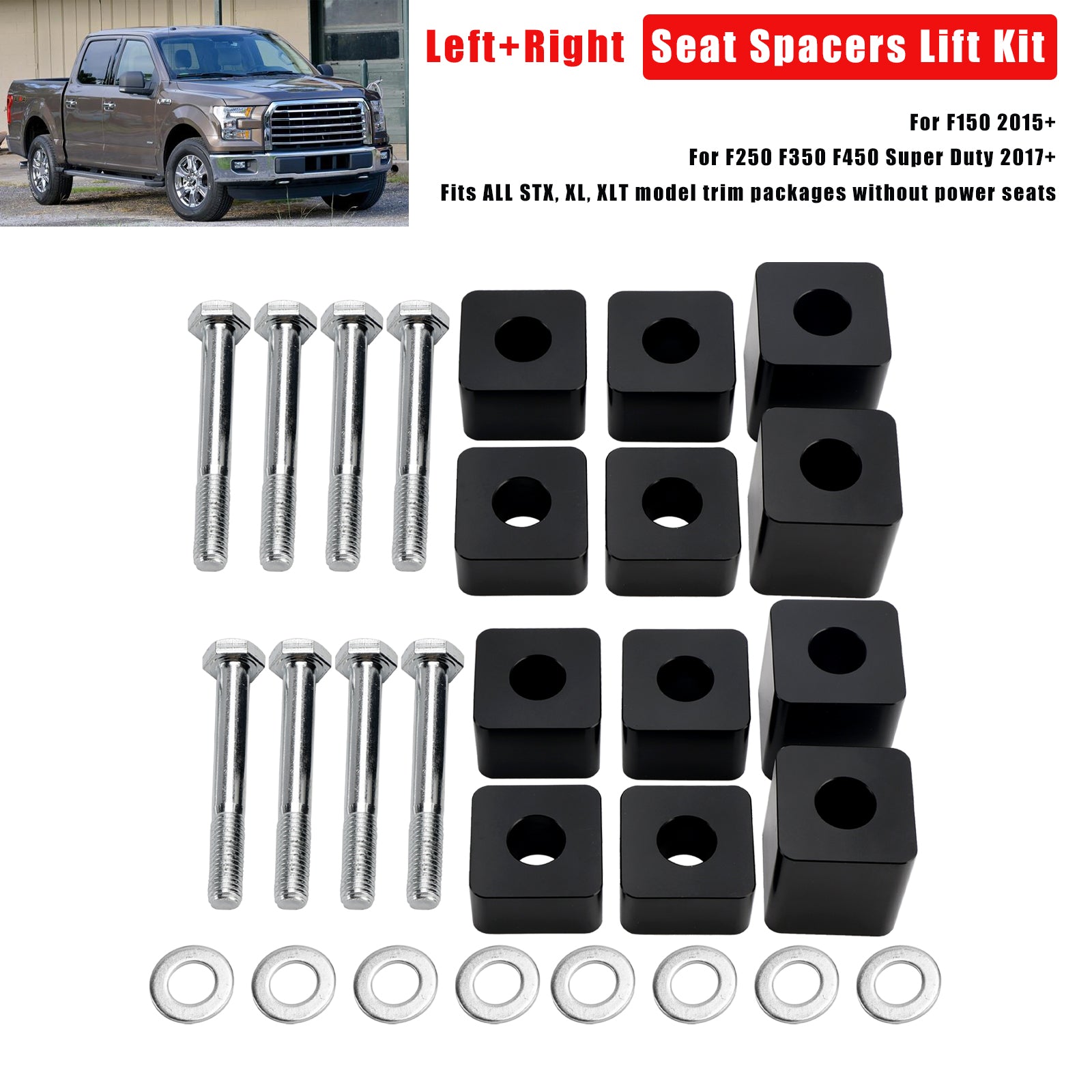 2x Seat Lift Kit 4/5"-2.4" For F150 2015+ / F250 F350 F450 Super Duty 2017+
