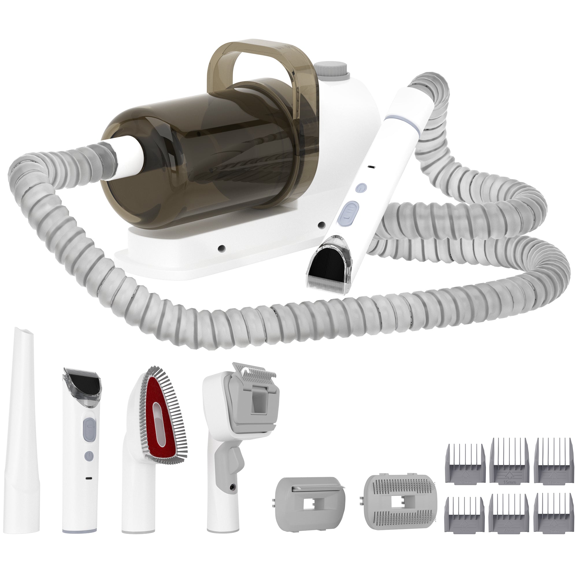 1.5L Grooming Tools for Dogs Cats Pets 5 In 1 Pet Grooming Kit Vacuum Suction Professional Pet Hair Clipper Dog Vacuum Brush for Shedding Grooming