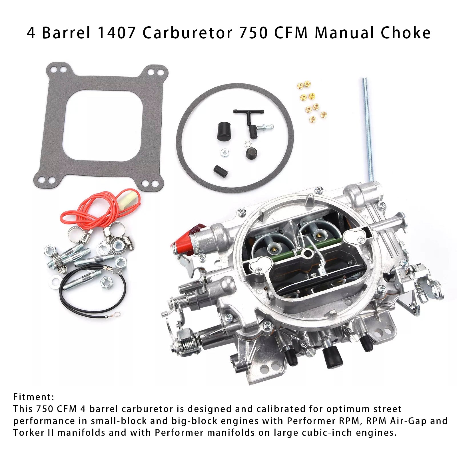 4 cilinder 1407 carburateur 750 CFM handmatige choke
