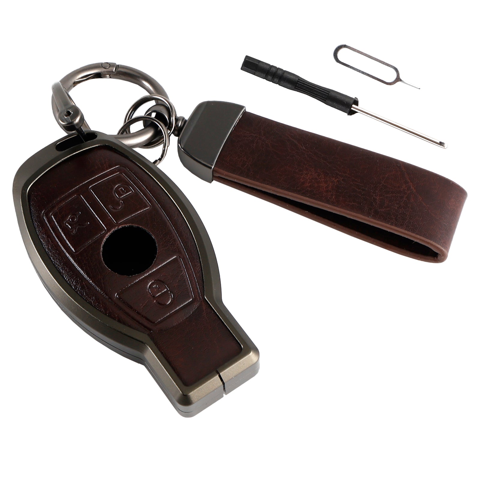 Étui marron pour clé de voiture en alliage d'aluminium TPU, housse pour Benz GLC GLK CLS GLA CLA AMG