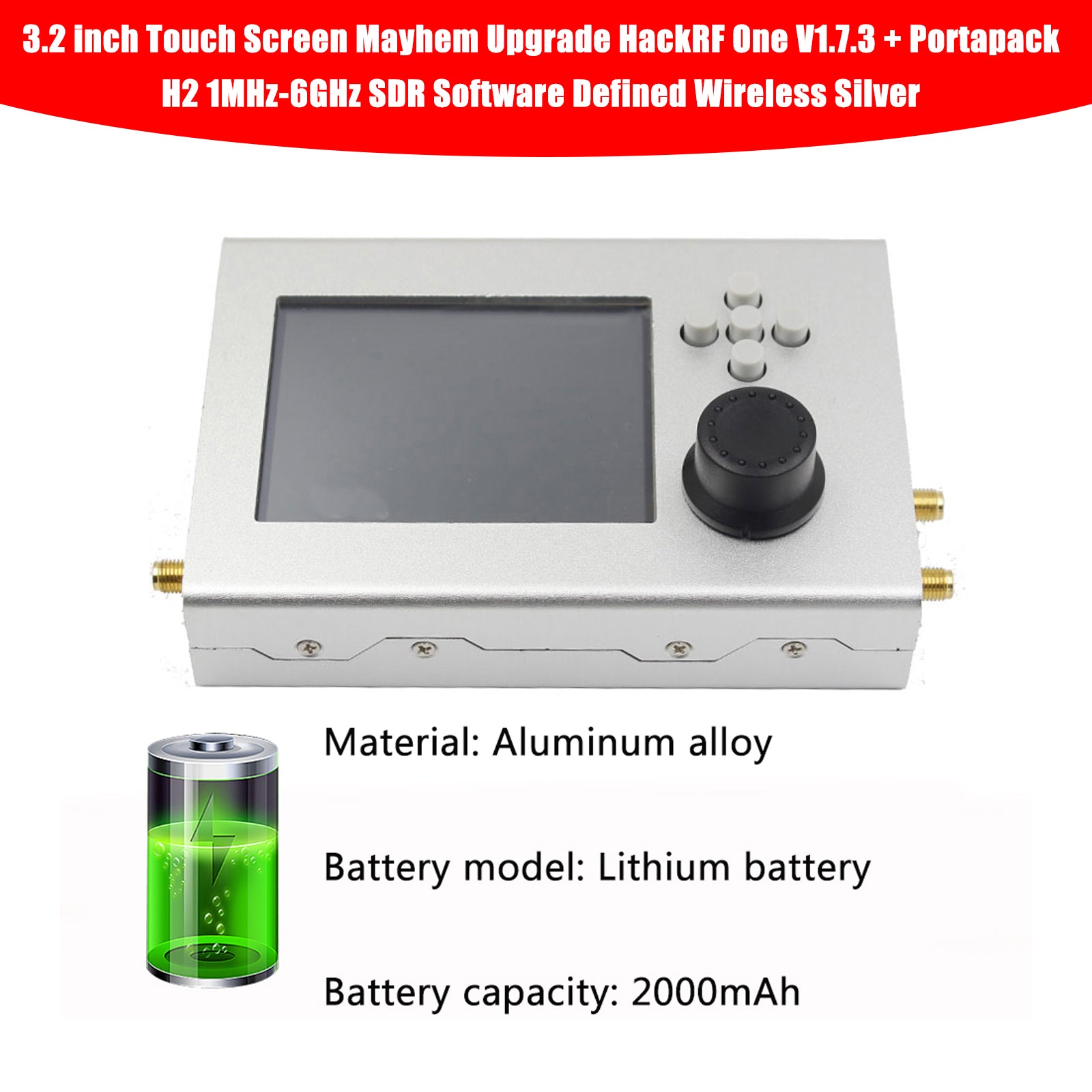 Oppgradert Hackrf One V1.7.3 Portapack H2 1MHz-6GHZ SDR-programvare definert trådløs