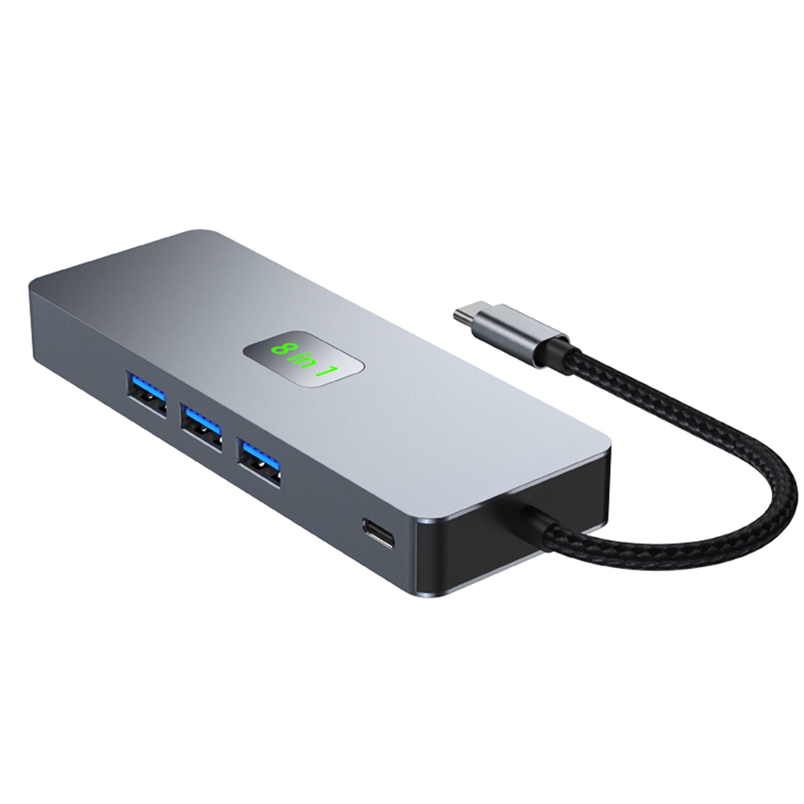 Base adaptadora de concentrador de interfaz 8 en 1 TYPE-C a RJ45 Gigabit USB 3.0 HDMI DP PD100W