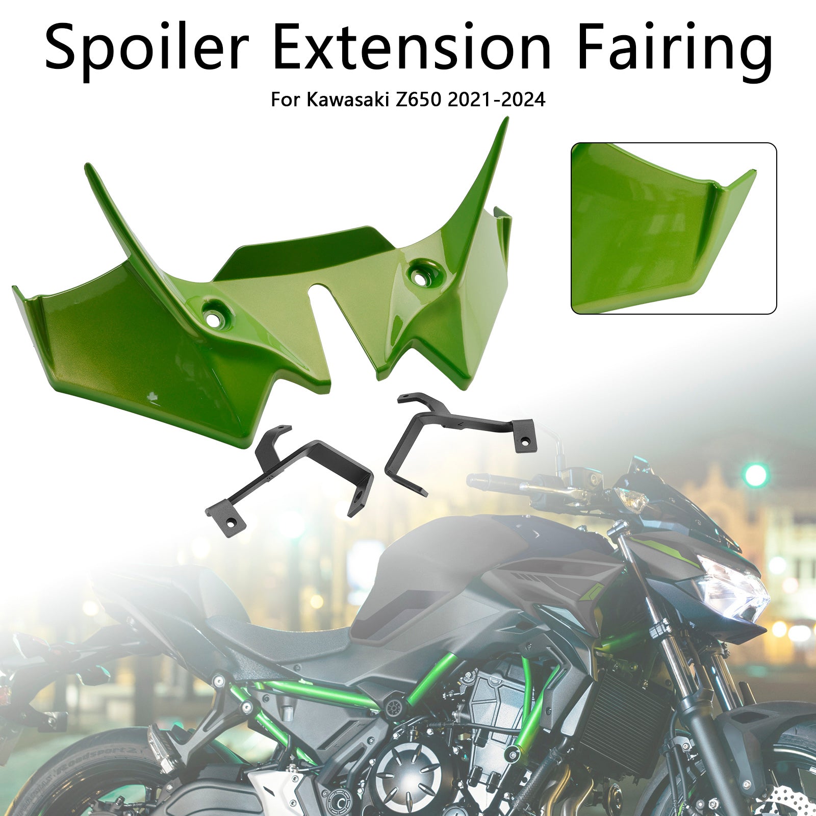 2021-2024 KAWASAKI Z650 FRONT Downforce Spoiler Extension Fairing Light Green