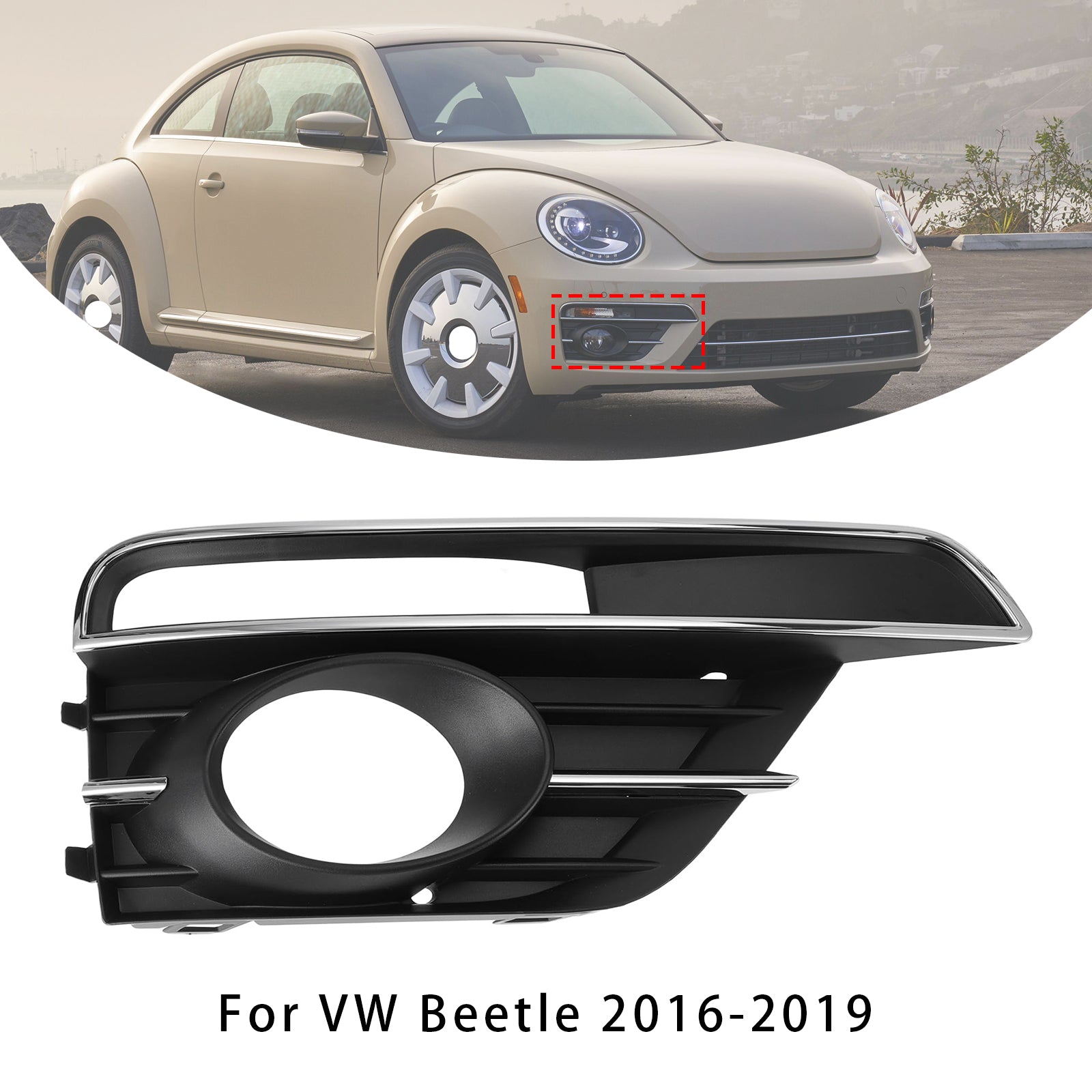 2016-2019 VW Beetle Car Right Side Fog Light Grille Cover 5C5854662J