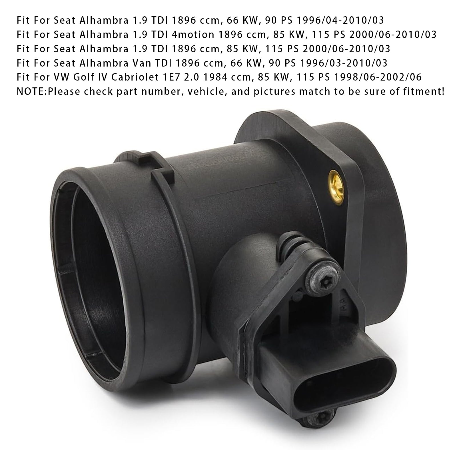 Luftmassemätare Sensor för Audi A3 TT Volkswagen Cabriolet 06A906461C