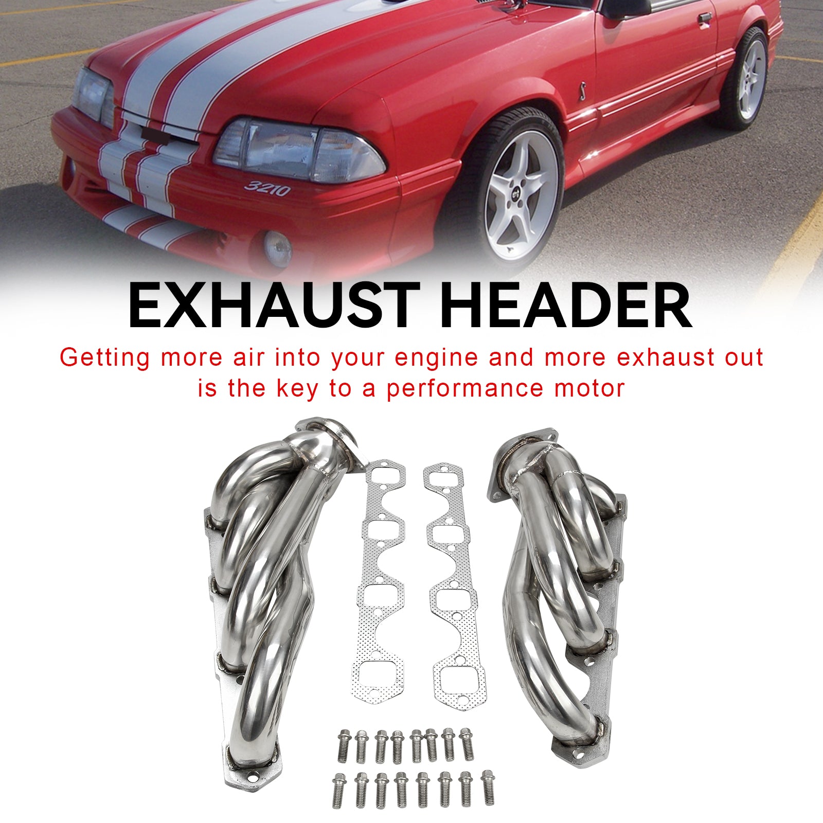 Hlavičky výfukového potrubia z nehrdzavejúcej ocele Fit Mustang 5.0 V8 GT/LX/SVT 1979-1993