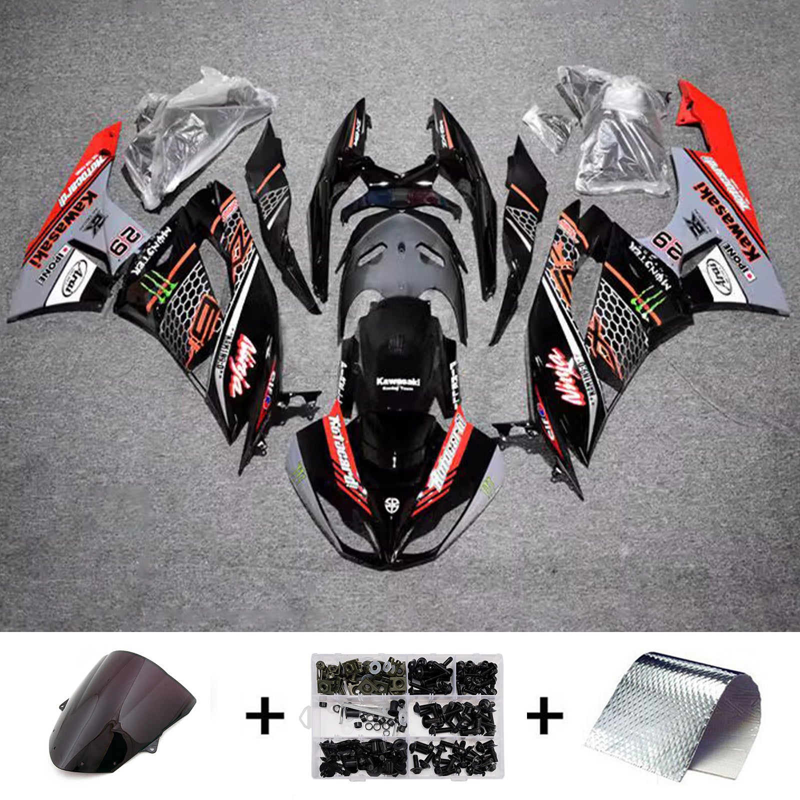 Injection Fairing Kit Bodywork Plastic ABS fit For Kawasaki ZX6R 636 2009-2012