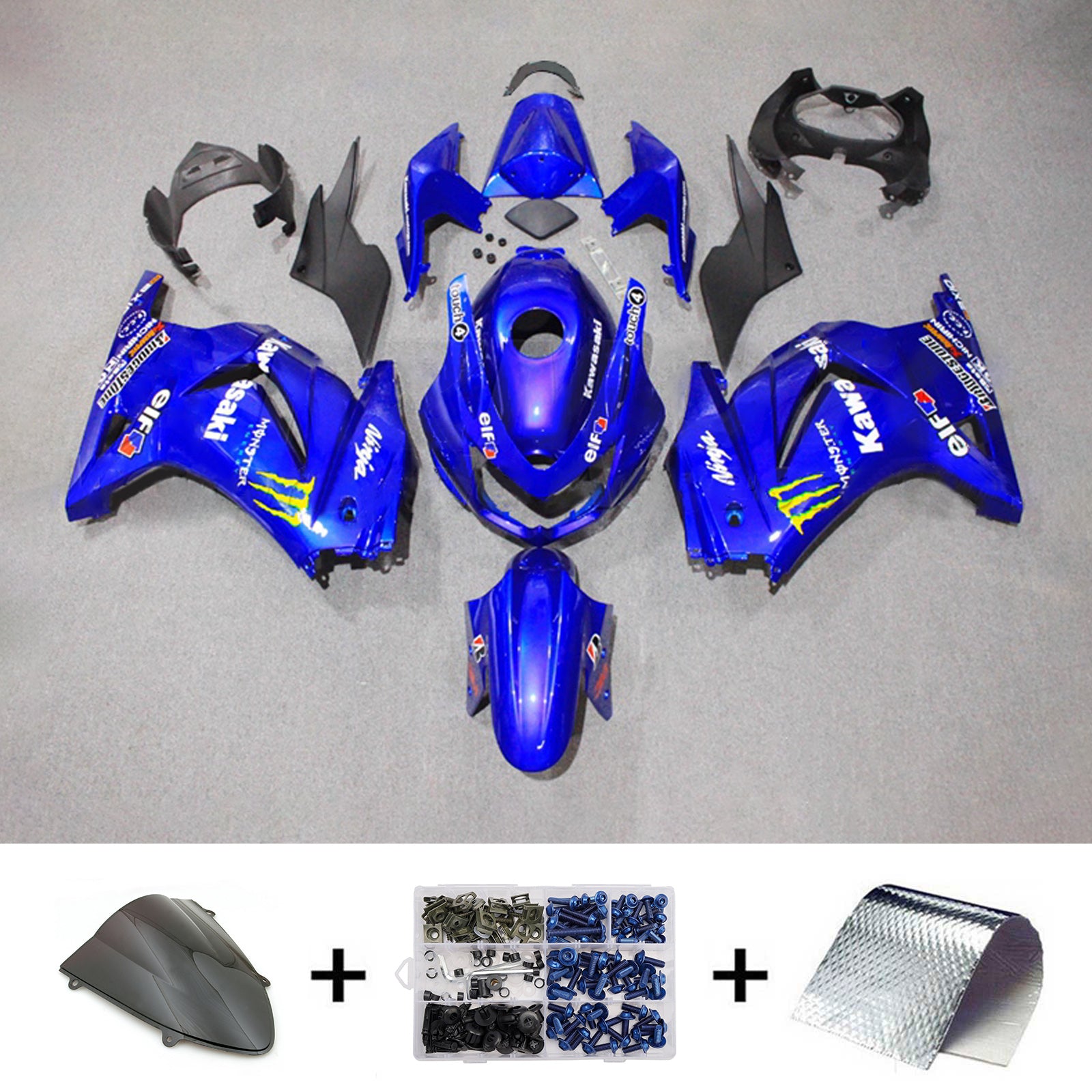 Kit carena iniezione carrozzeria in plastica ABS adatta per Kawasaki EX250 Ninja250R 2008-2012