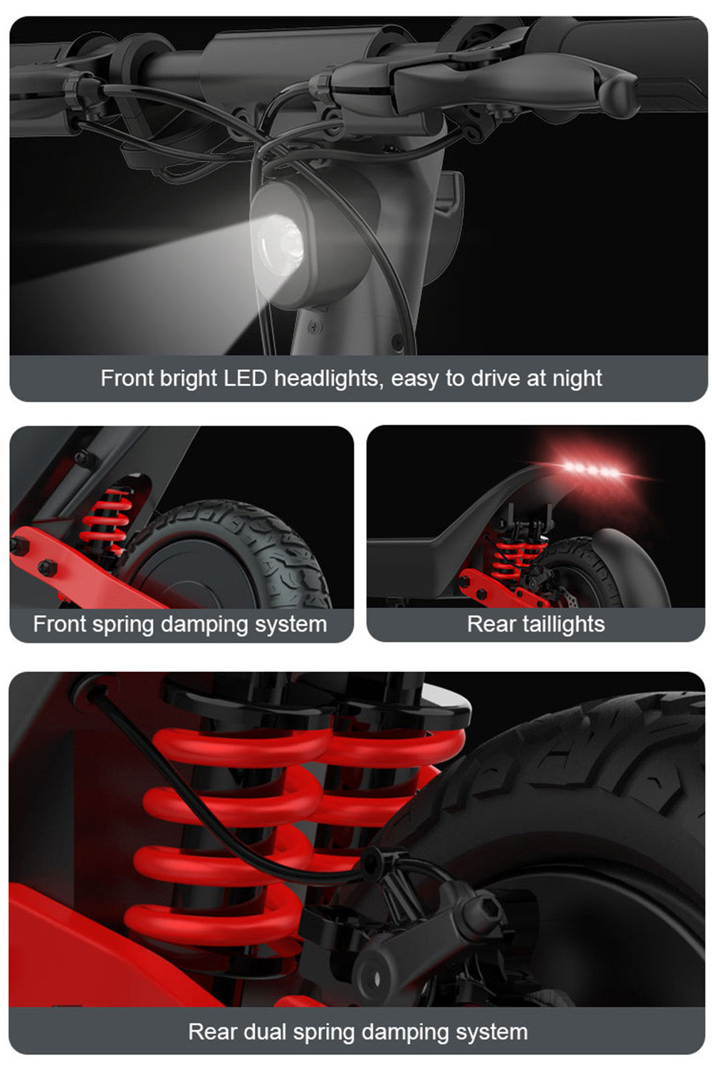 2400 W off-road opvouwbare elektrische scooter met dubbele aandrijving en hoog vermogen voor volwassenen