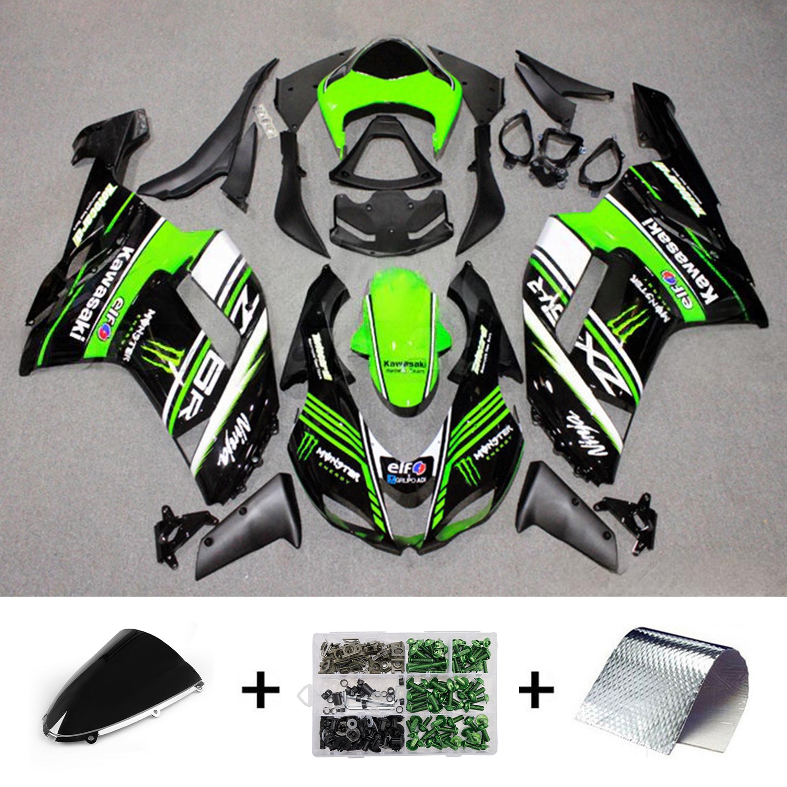 Kit carena iniezione carrozzeria in plastica ABS adatta per Kawasaki ZX6R 636 2007-2008