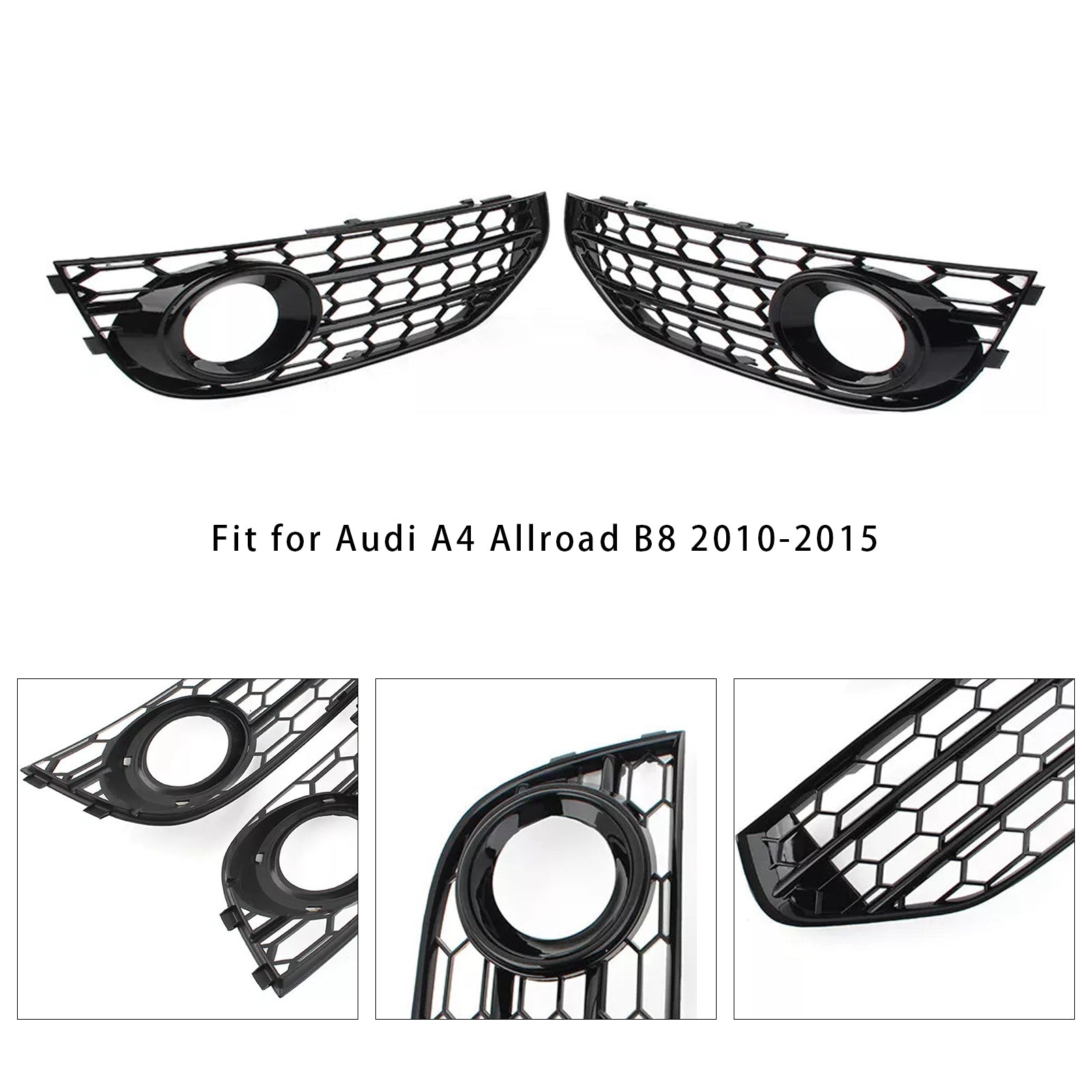 2010-2015 Audi A4 Allroad B8 voorbumper honingraat mistgrilleafdekking zwart