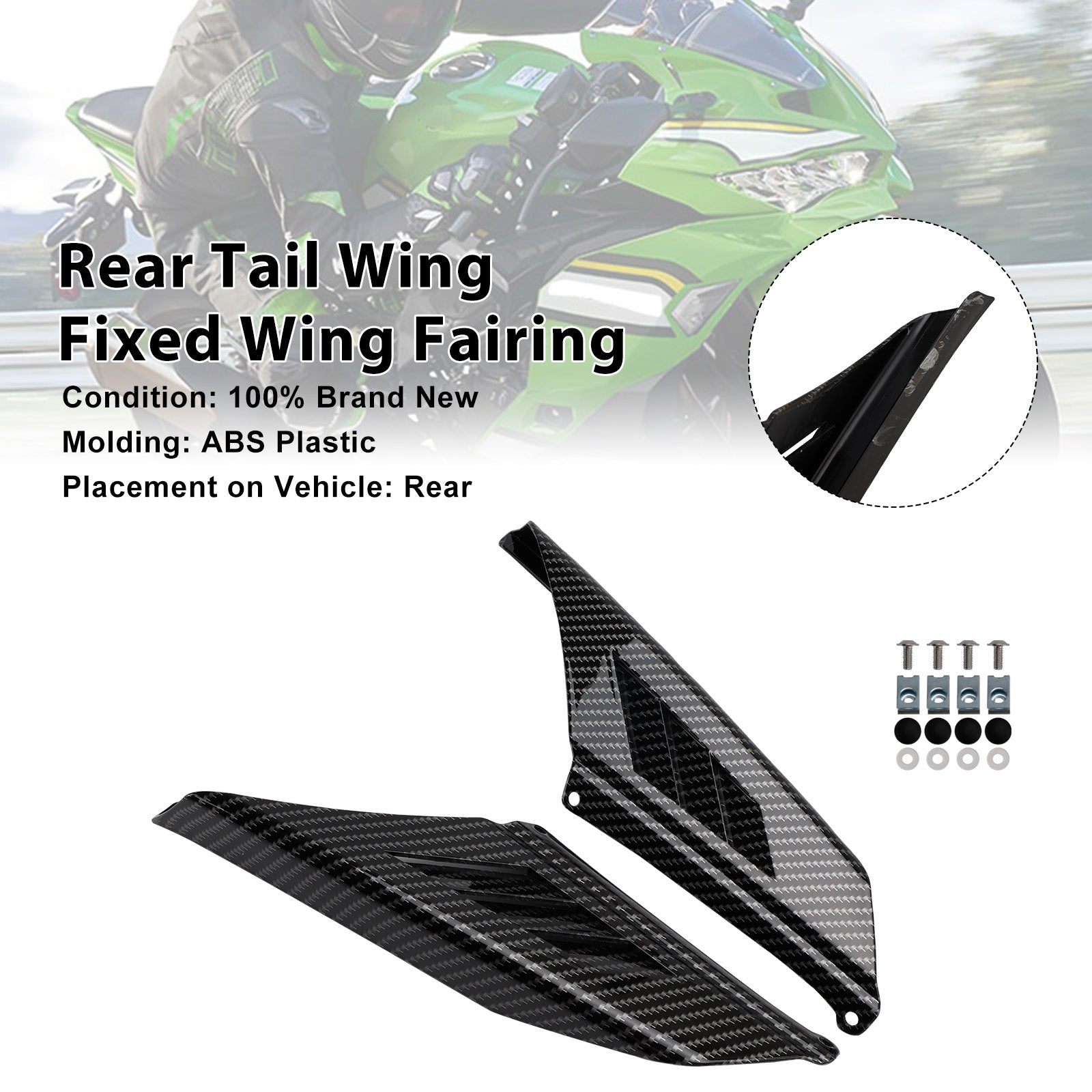 2023-2025 Kawasaki NINJA ZX-4R ZX-4RR Carénage d'aile arrière à aile fixe