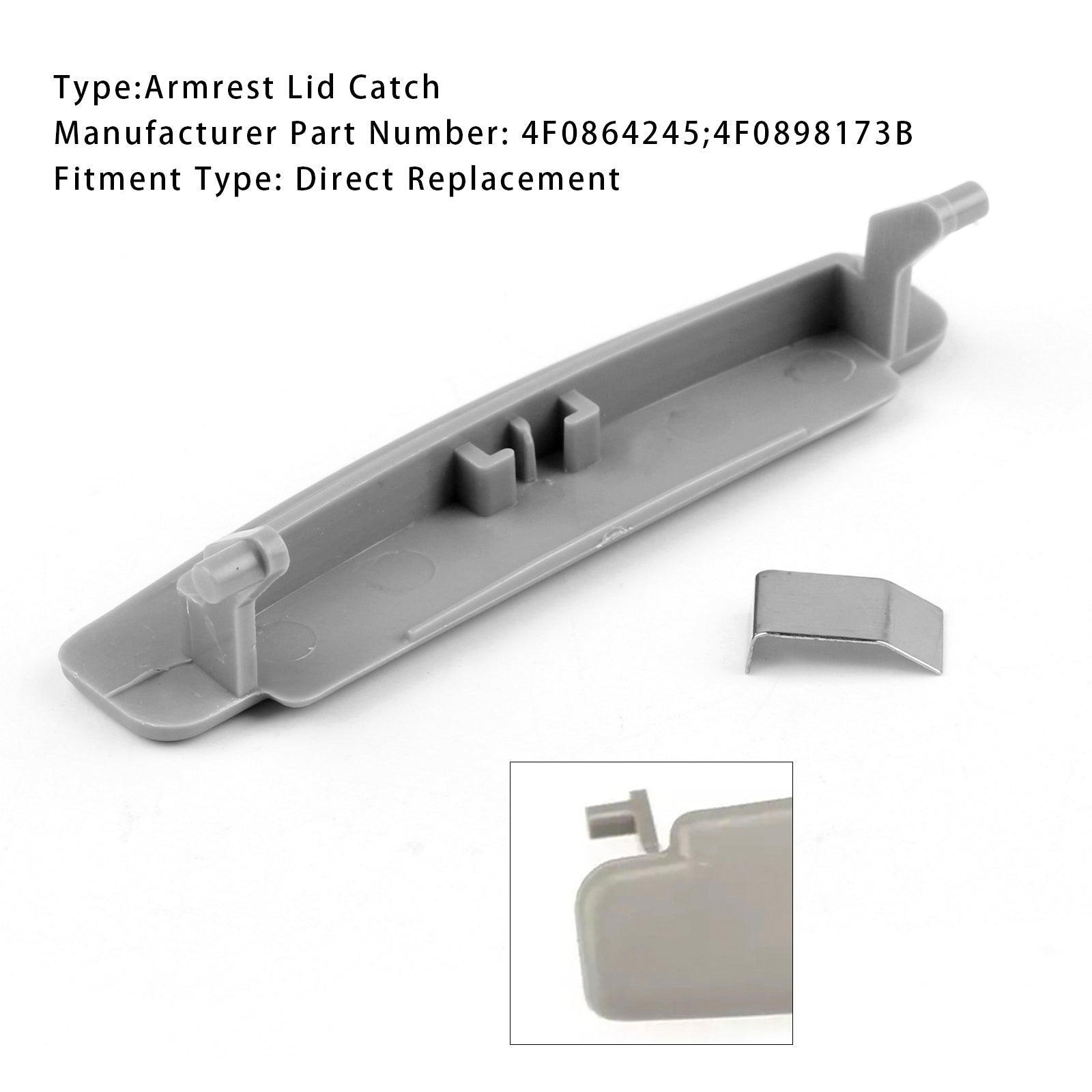 2005-2011 Audi A6 C6 grijze console middenarmsteun dekselsluiting 4F0864245