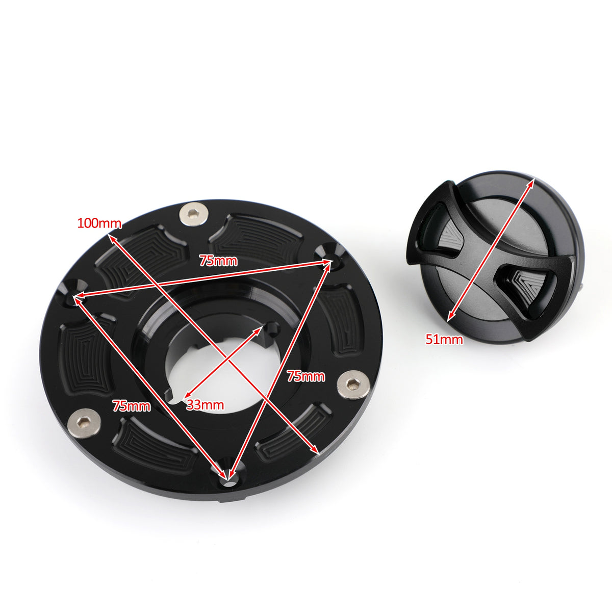 2013-2016 Kawasaki Z300 CNC Keyless Fuel Gas Cap Black Generic