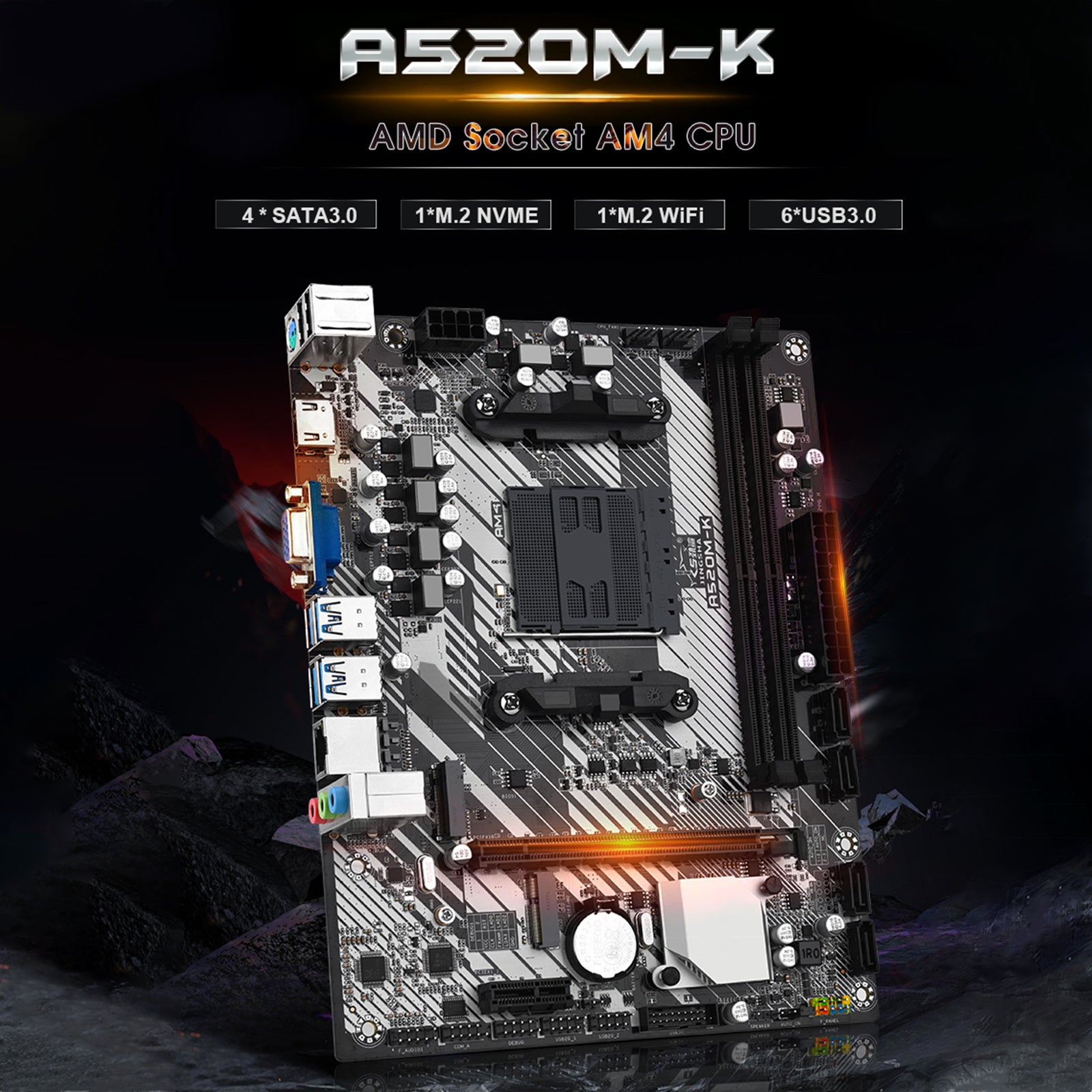 A520M-K Desktopcomputer Moederbord AM4 Dual Protocol M.2 harde schijf Bluetooth