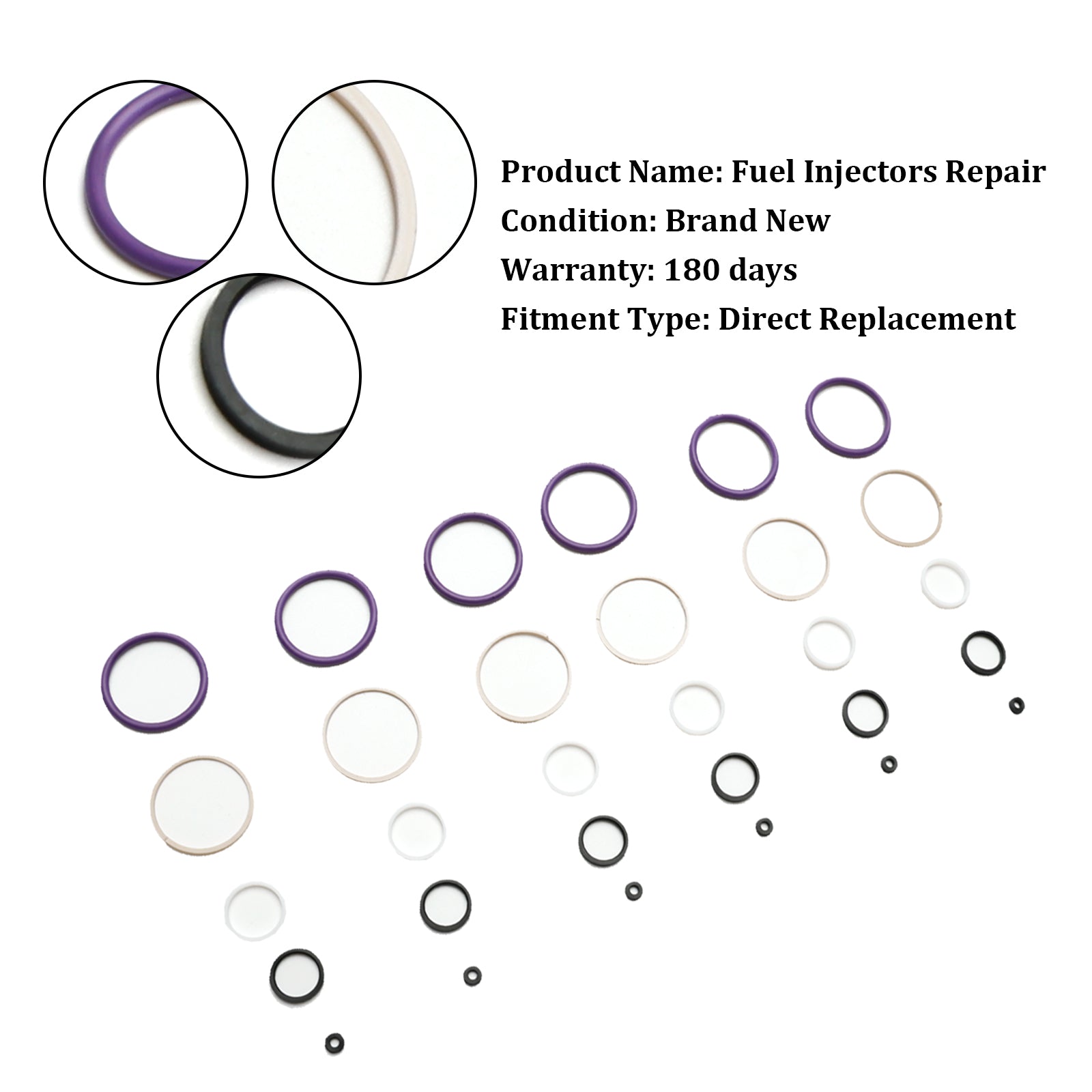 Kit de junta tórica de sellado de inyectores de combustible de 6 uds compatible con Caterpillar C7 compatible con CAT C7 interno