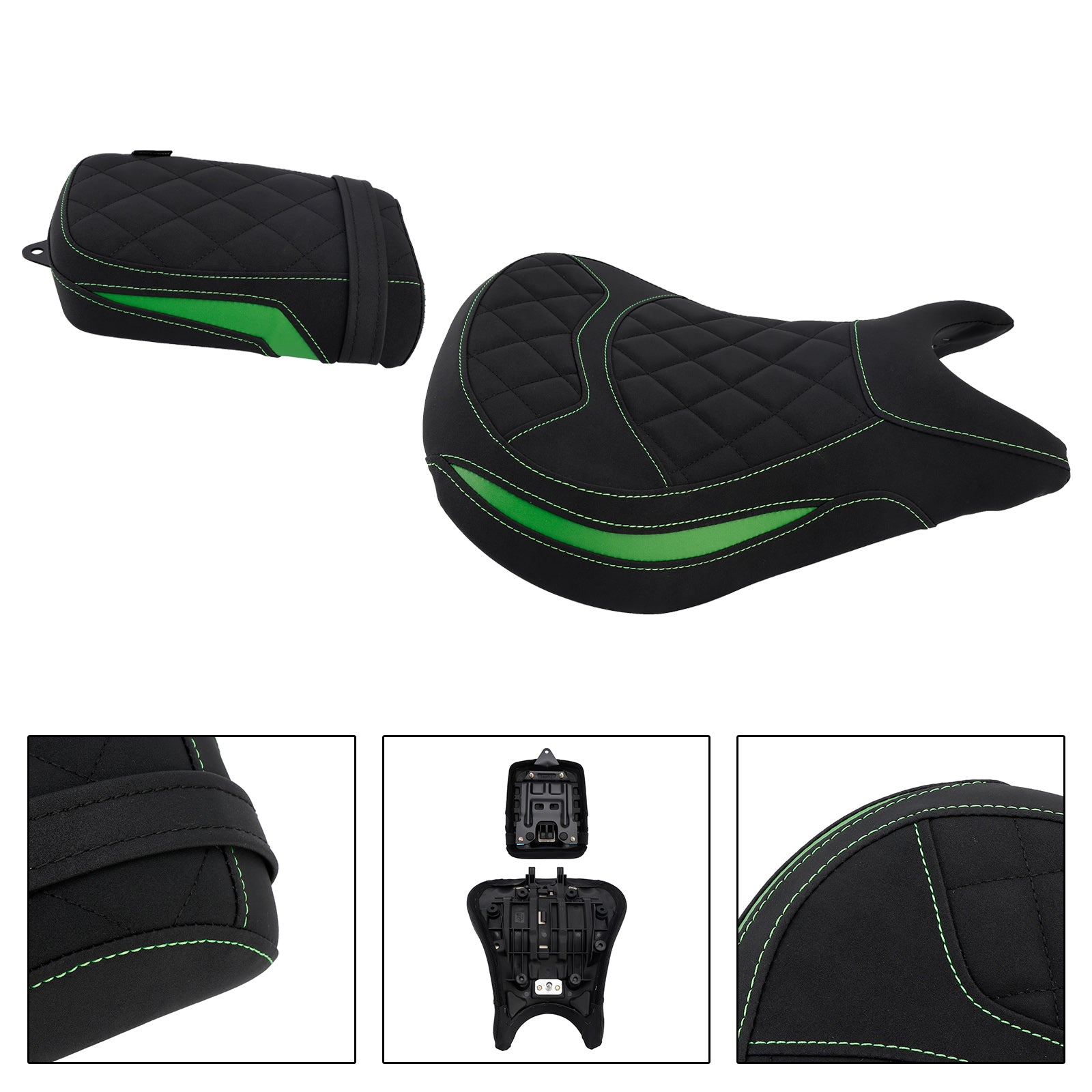 Driver&Passenger Seat Kit Rear Lower Green For Kawasaki Eliminator 500 24-25