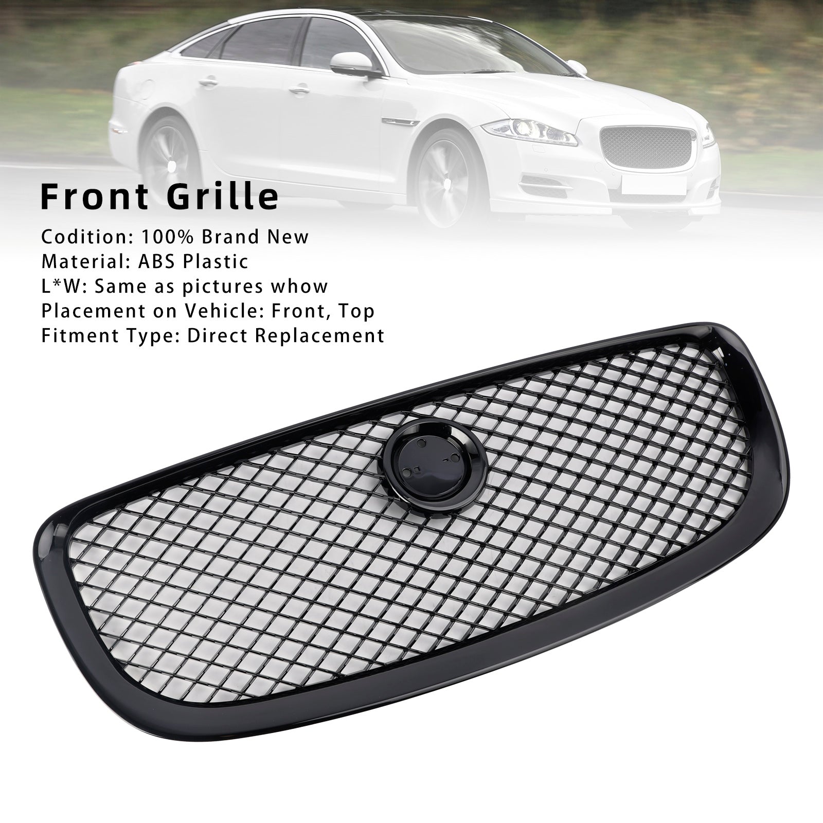 2010-2015 Jaguar XJ Glanzend zwarte voorbumpergrille