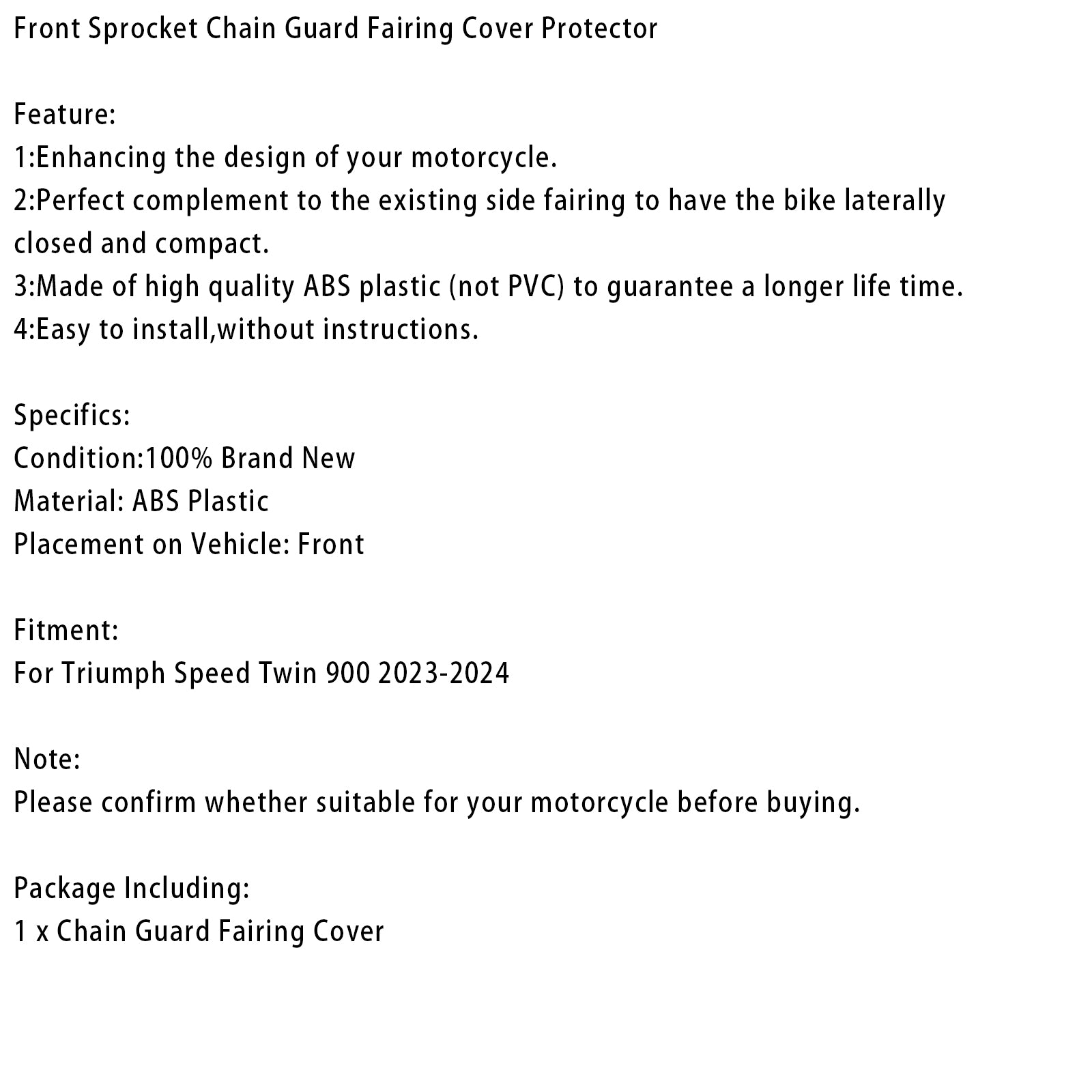 2023-2024 Speed Twin 900 Front Sprocket Chain Guard Fairing Cover