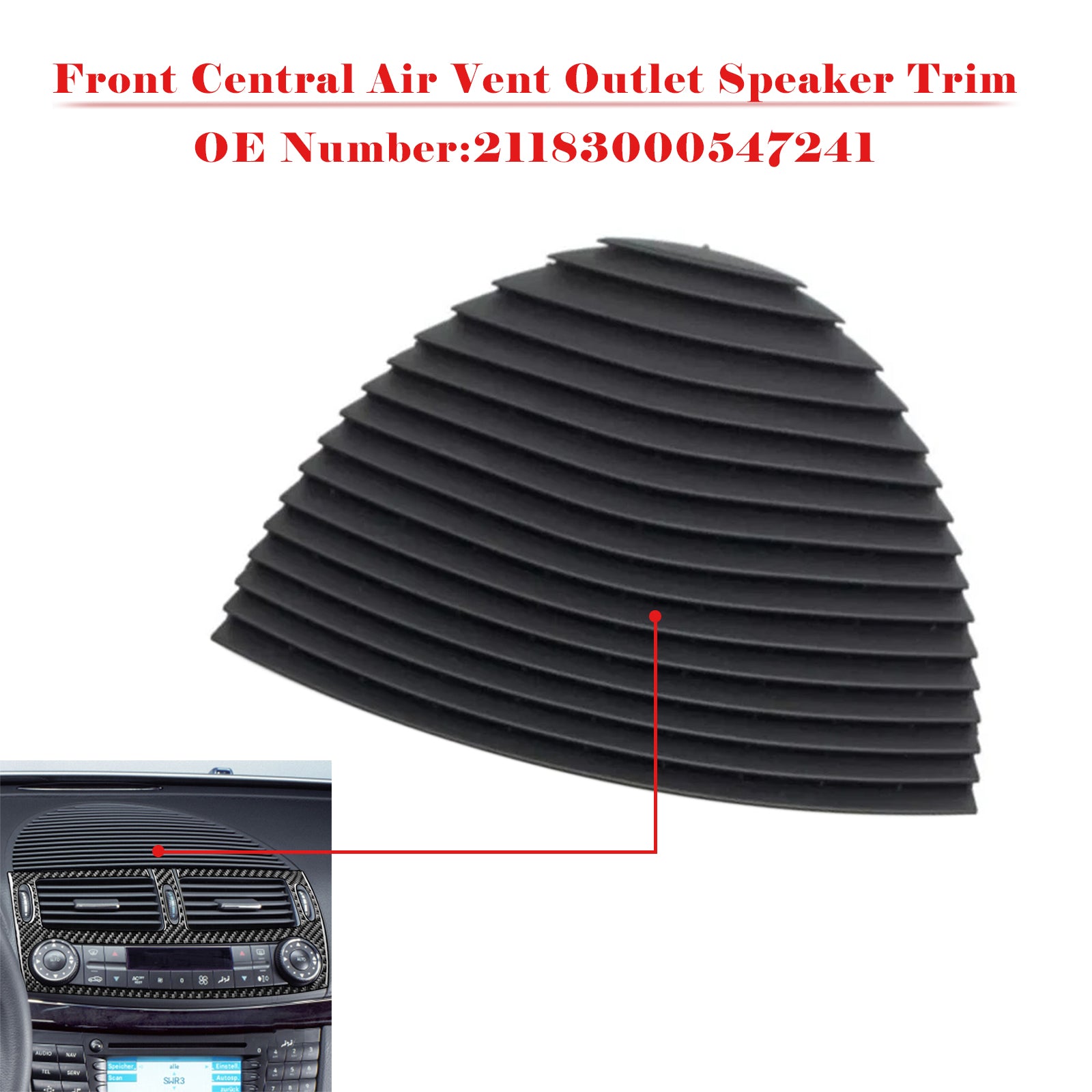 Høyttalerlist foran for sentralluftventilasjon til Benz E-klasse W211 2003–2008