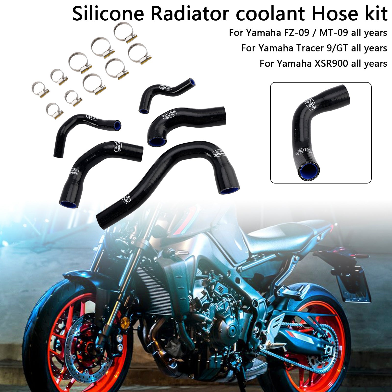 Yamaha MT-09 XSR900 TRACER 9/GT Todos os anos Silicone Radiator Coolant Mangueira