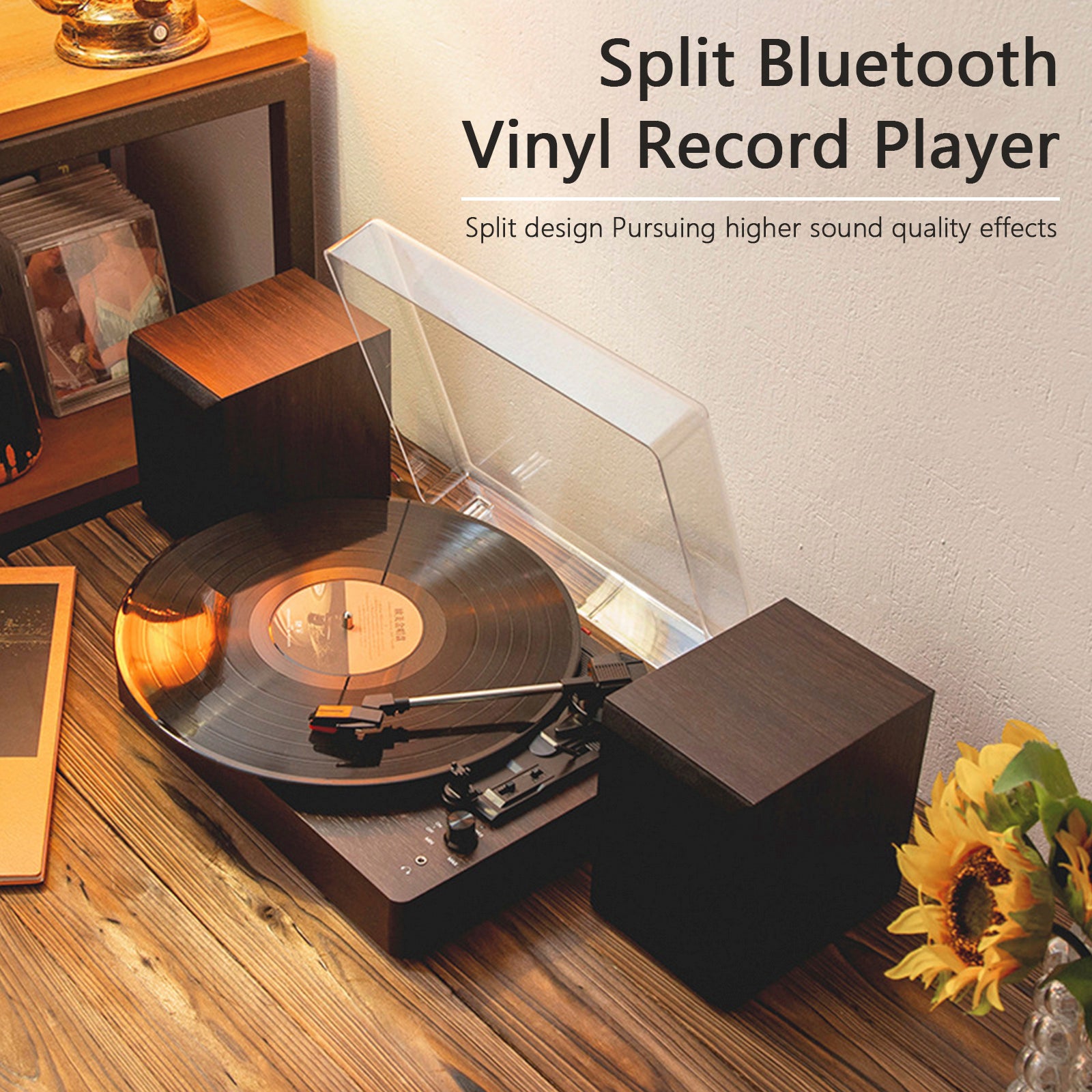 3-Speed Split Bluetooth Vinyl Record Player Retro Speaker Ornaments Living Room
