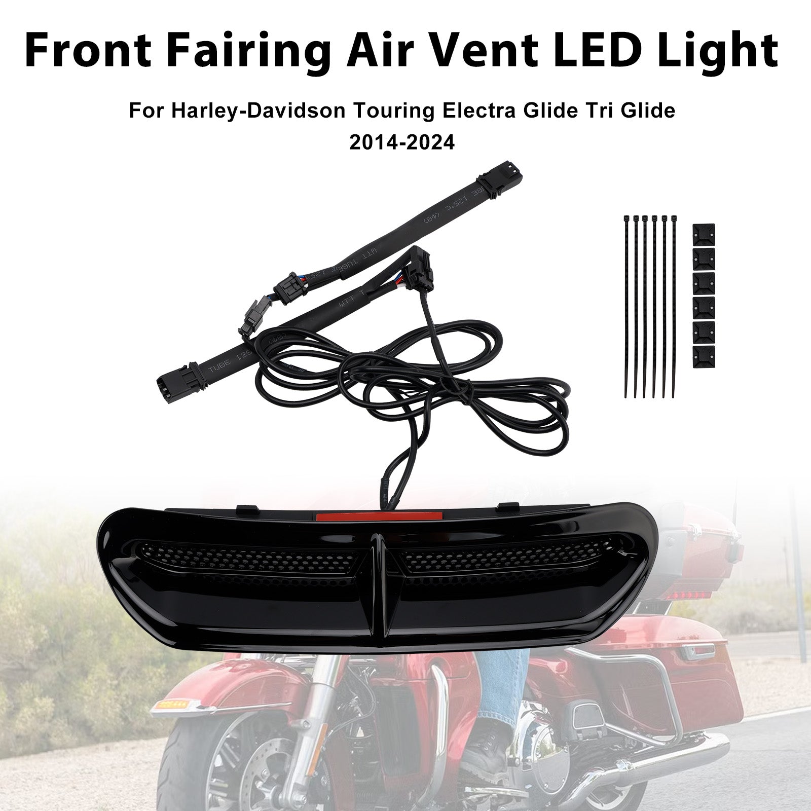 Front Fairing Air Vent LED Light For Touring Street Glide 2014-2024