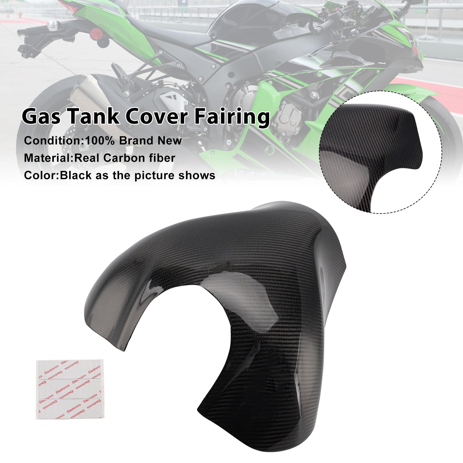Carénage de couvercle de réservoir en fibre de carbone véritable Kawasaki ZX-10R 2011-2015