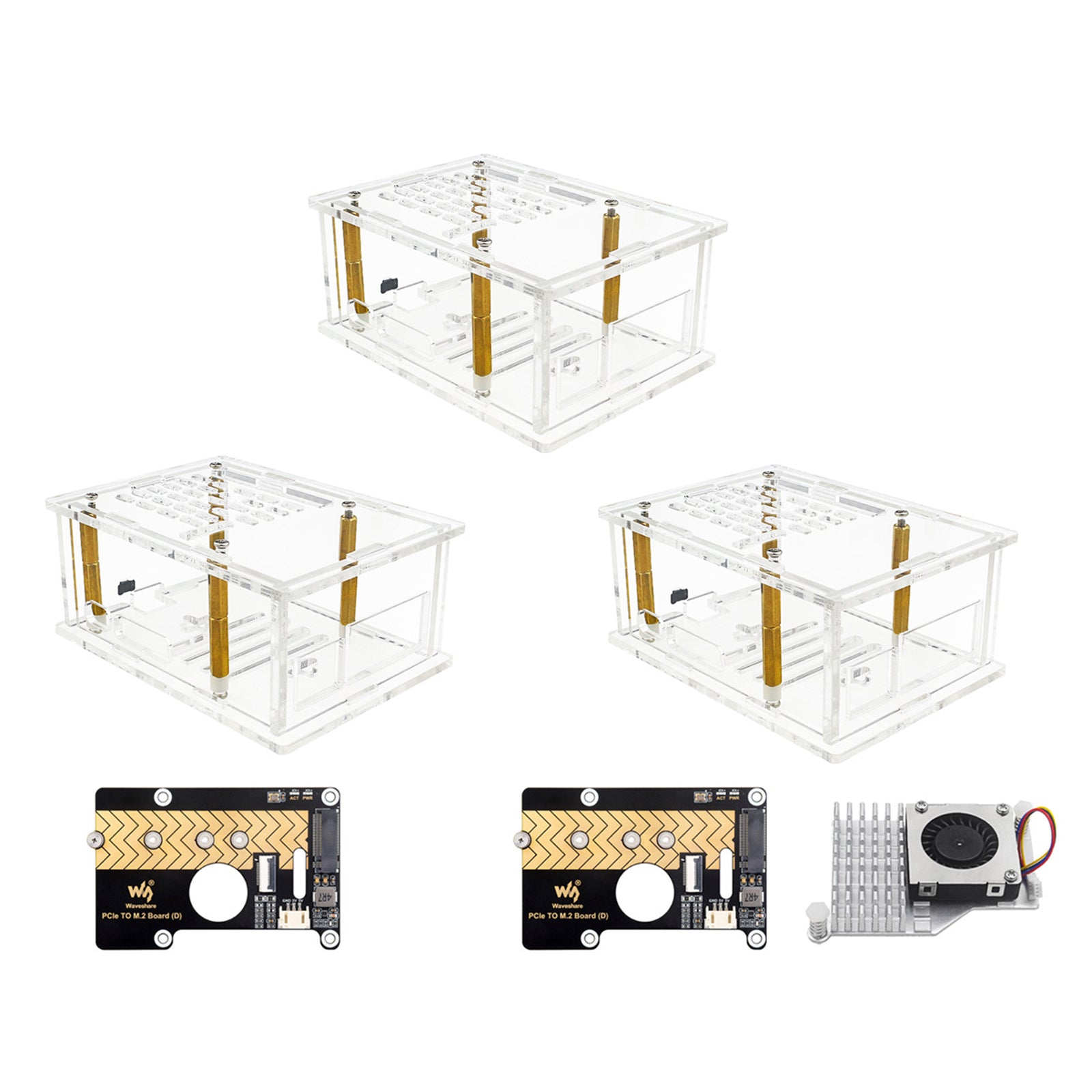 Raspberry Pi5 PCI-E Adapterbehuizing PCIe naar M.2 Adapterkaart Acrylboxradiator
